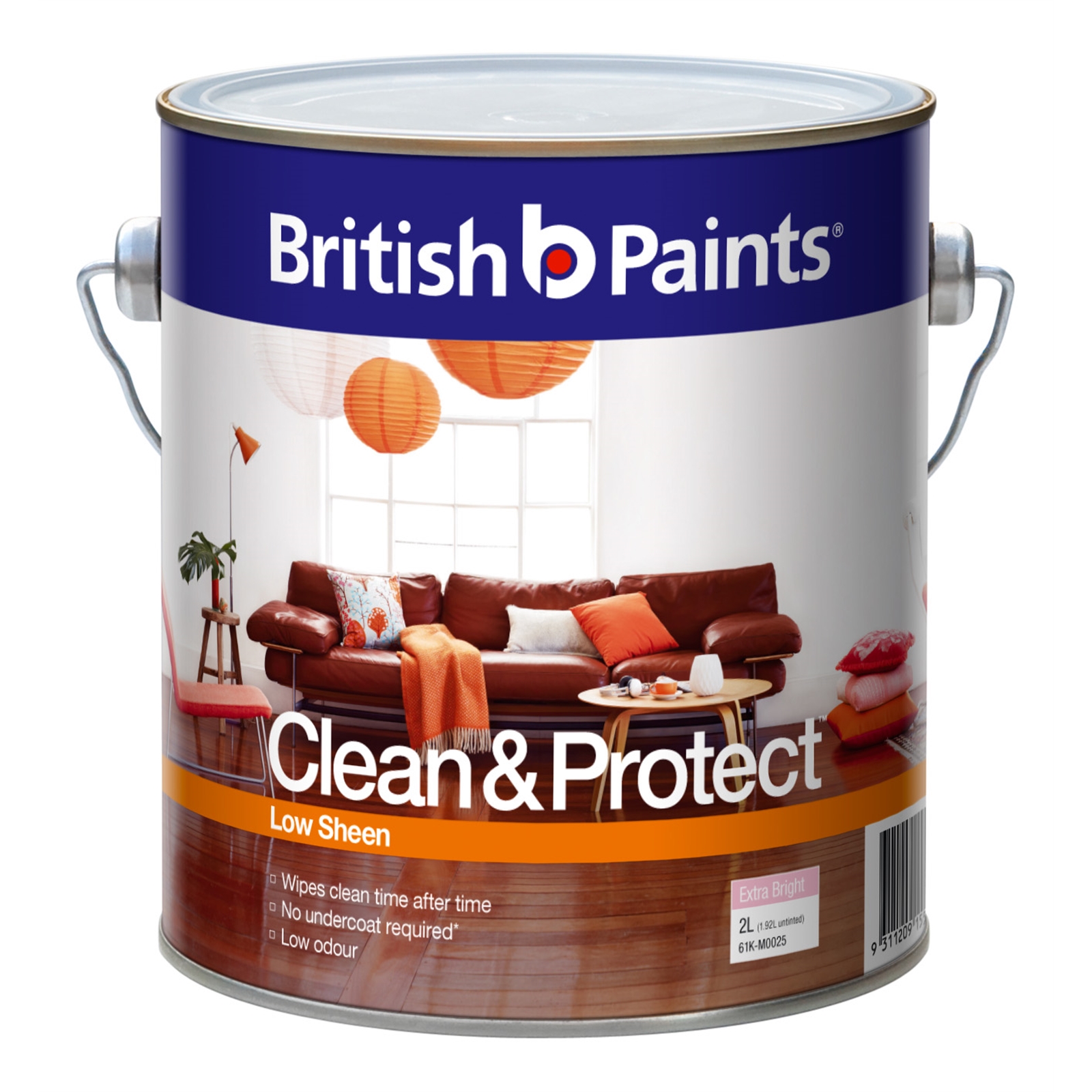 British Paints Clean & Protect 2L Low Sheen Extra Bright Interior Paint