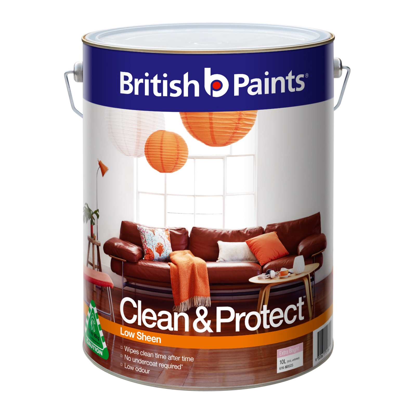 British Paints Clean & Protect 10L Low Sheen Extra Bright Interior Paint