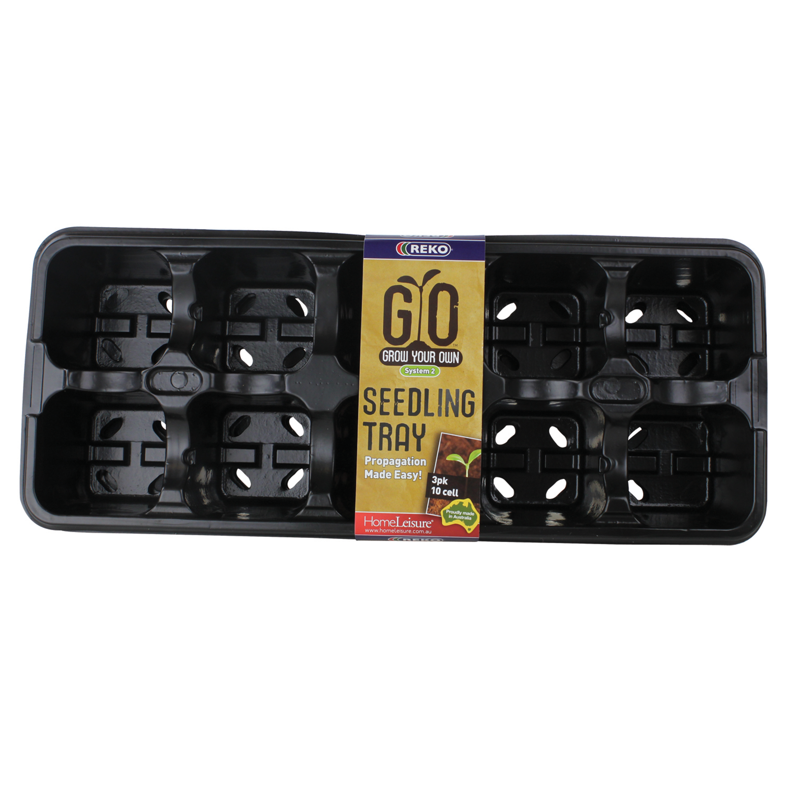 REKO GYO Black 10-Cell Grow Your Own Seedling Tray - 3 Pack