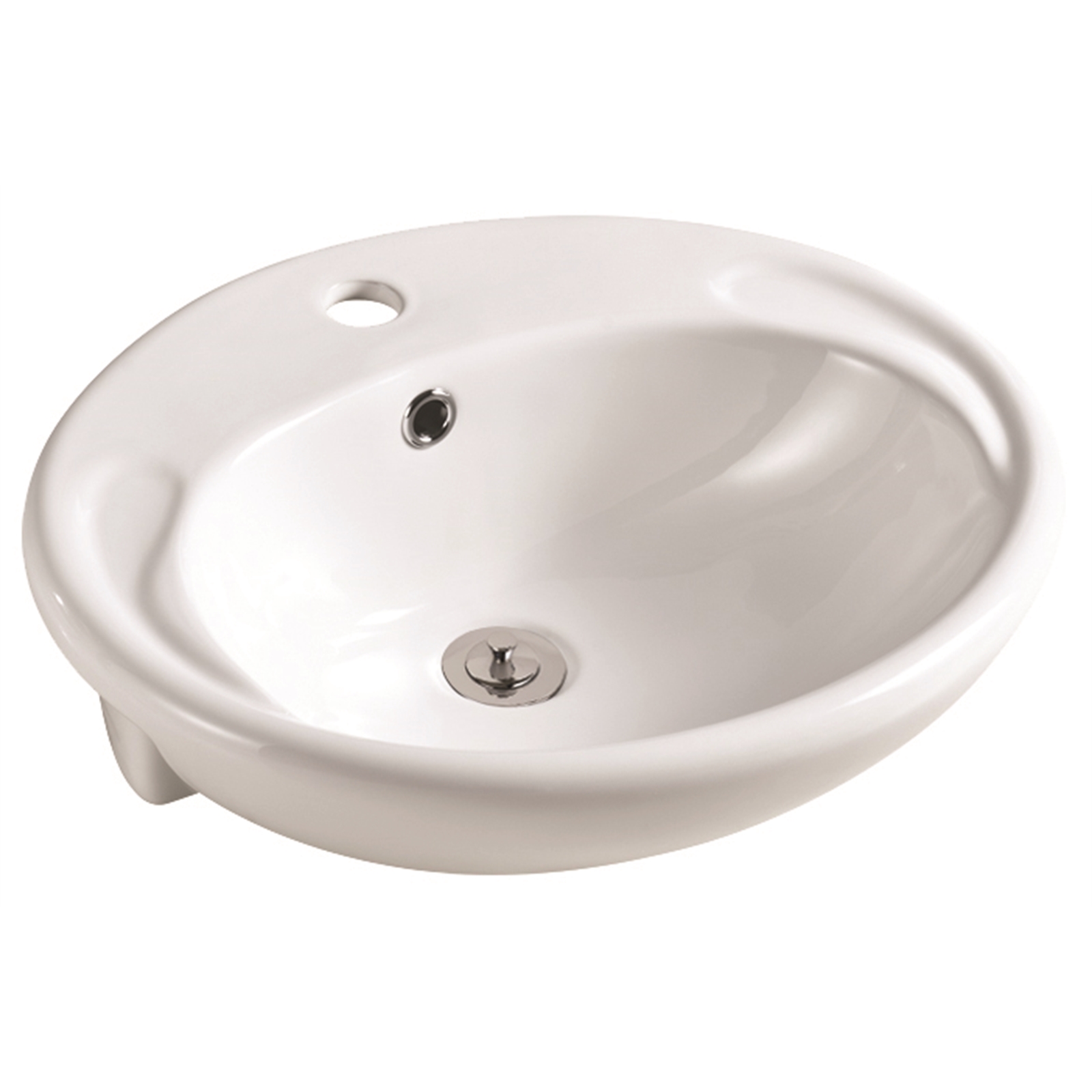 Everhard 1TH Virtue Oval Semi Recessed Basin with Chrome Plug and Waste
