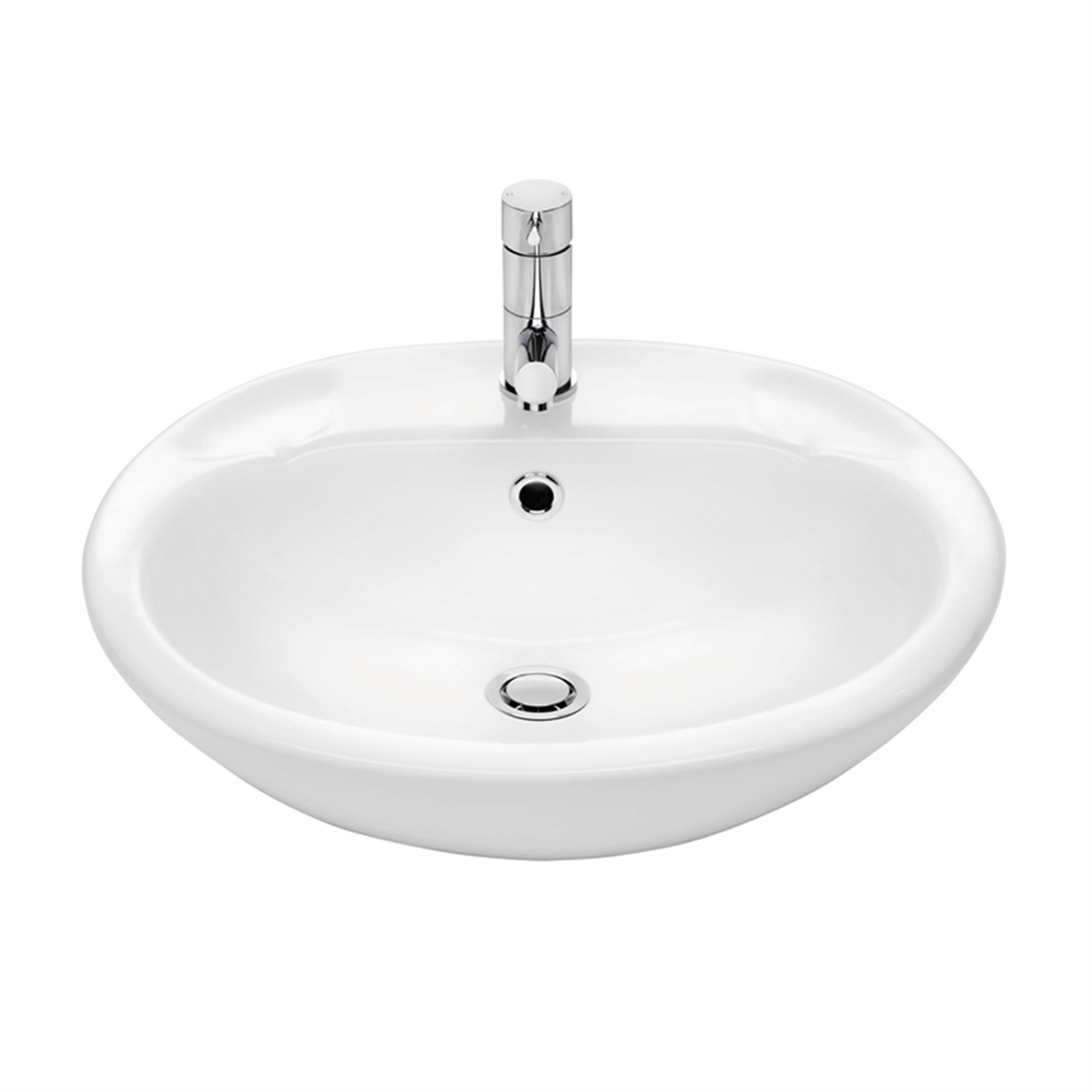 Stylus 500 x 188 x 430mm Allegro Semi-Recessed Basin With 1 Tap Hole
