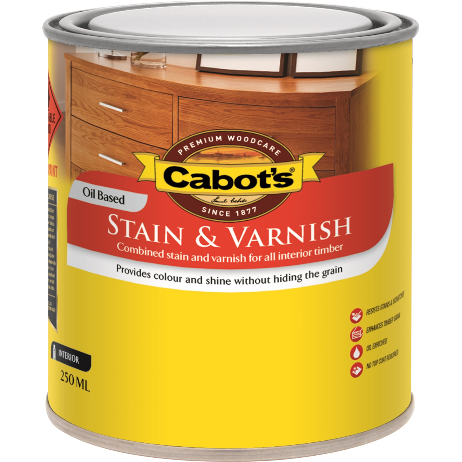 Cabot's 250ml Satin Oil Based Maple Stain and Varnish