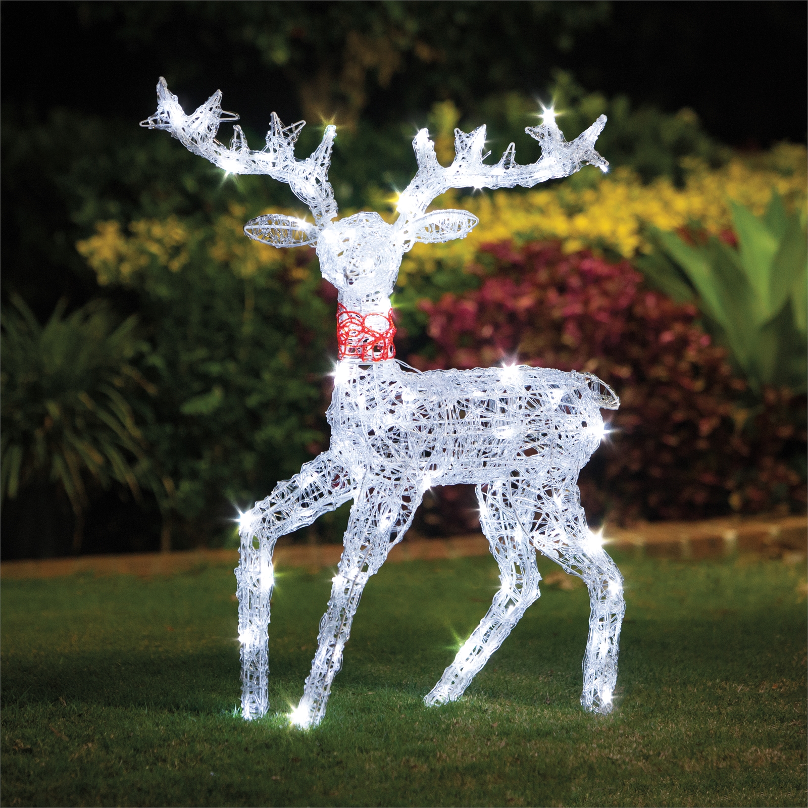 Lytworx 100 LED White Festive Kicking Reindeer Light Statue