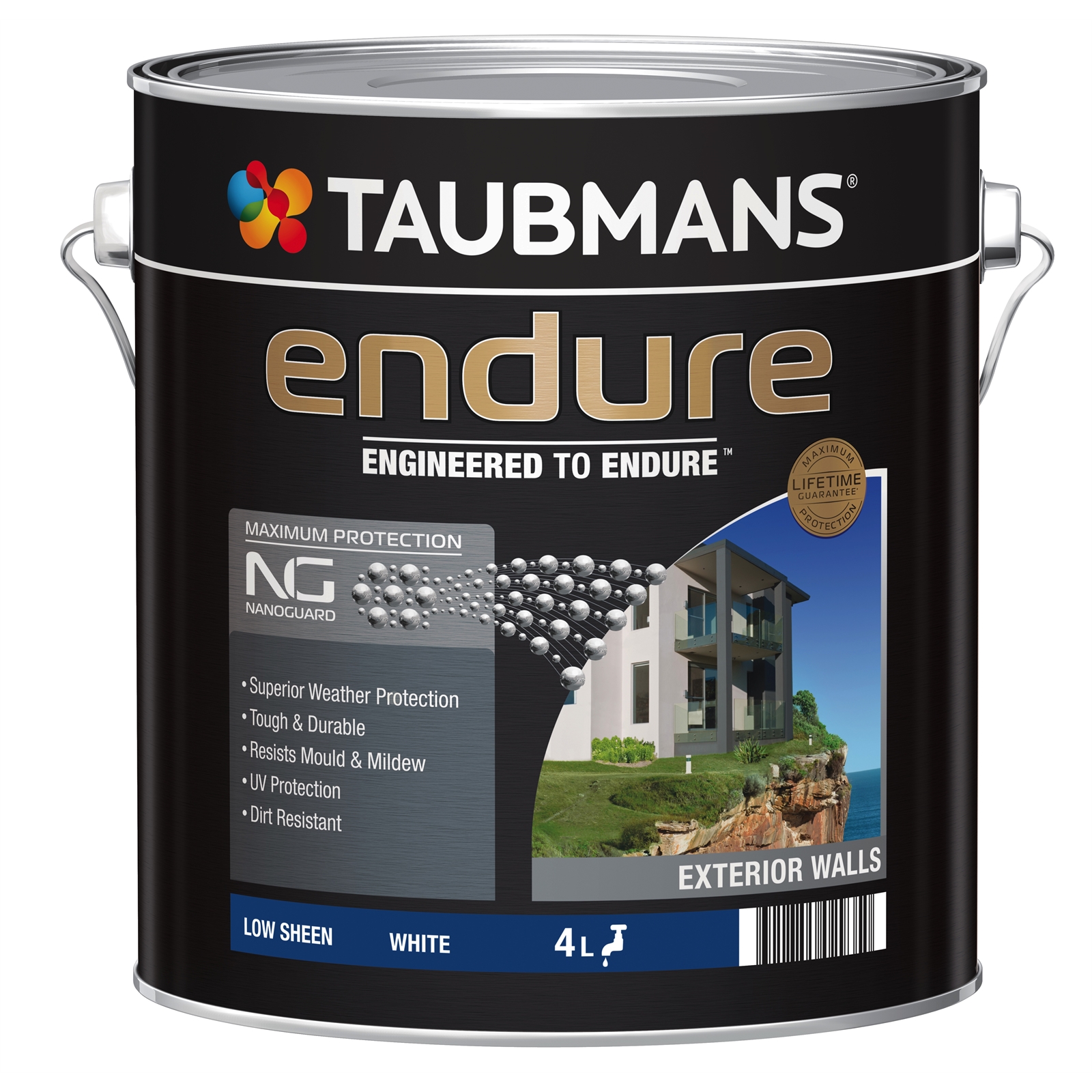 Taubmans Endure 4L White Low Sheen Exterior Paint Taubmans Endure 4L White Low Sheen Exterior Paint