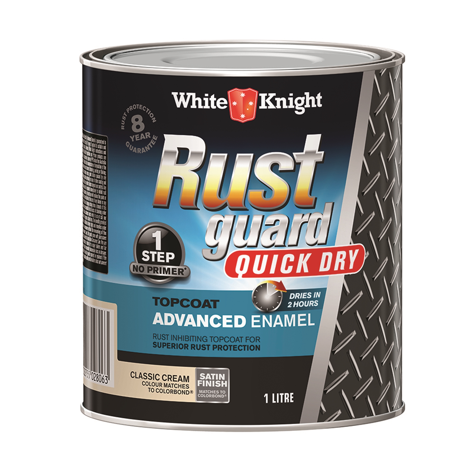White Knight 1L Rust Guard Quick Dry Advanced Enamel Satin Classic Cream