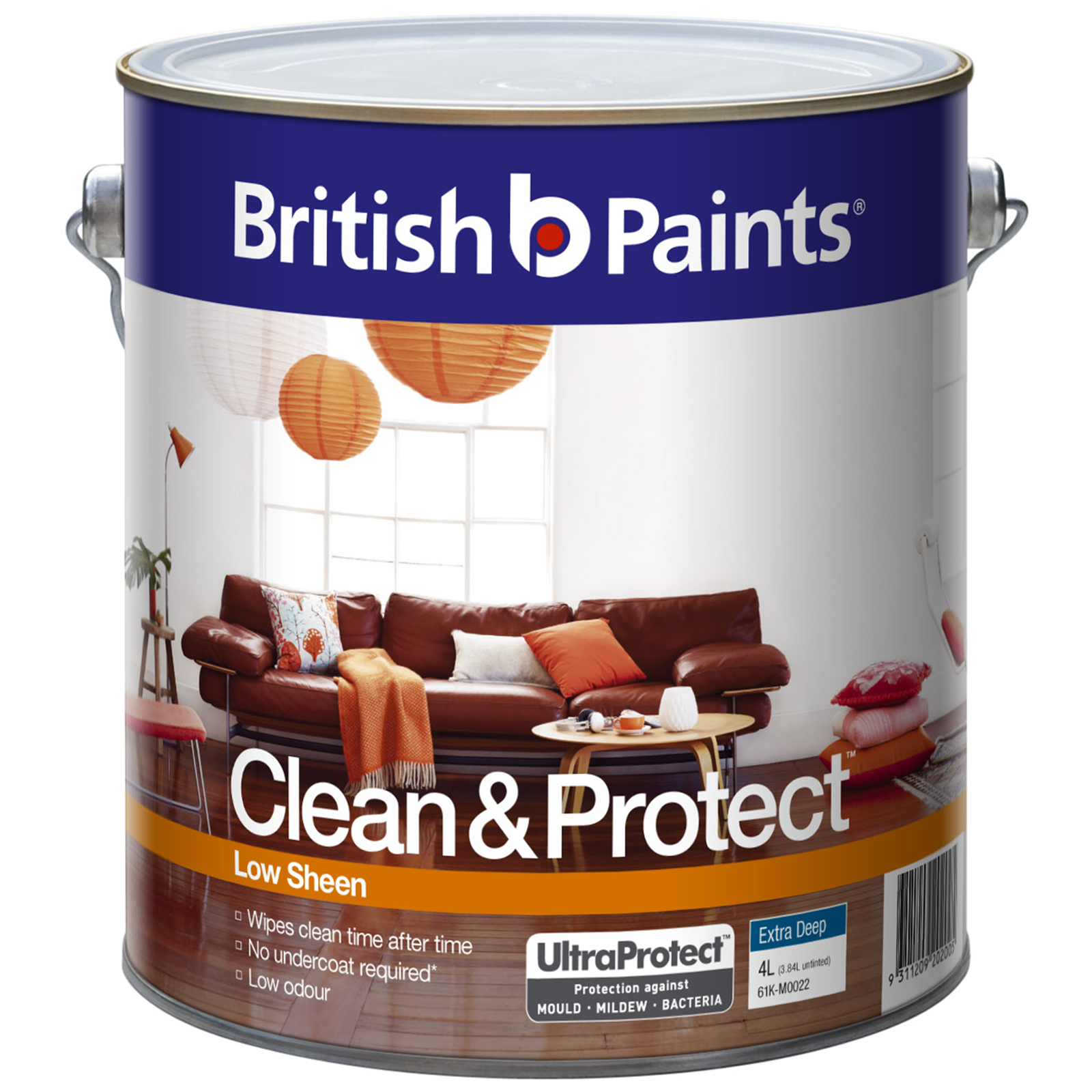 British Paints Clean & Protect 4L Low Sheen Extra Deep Interior Paint
