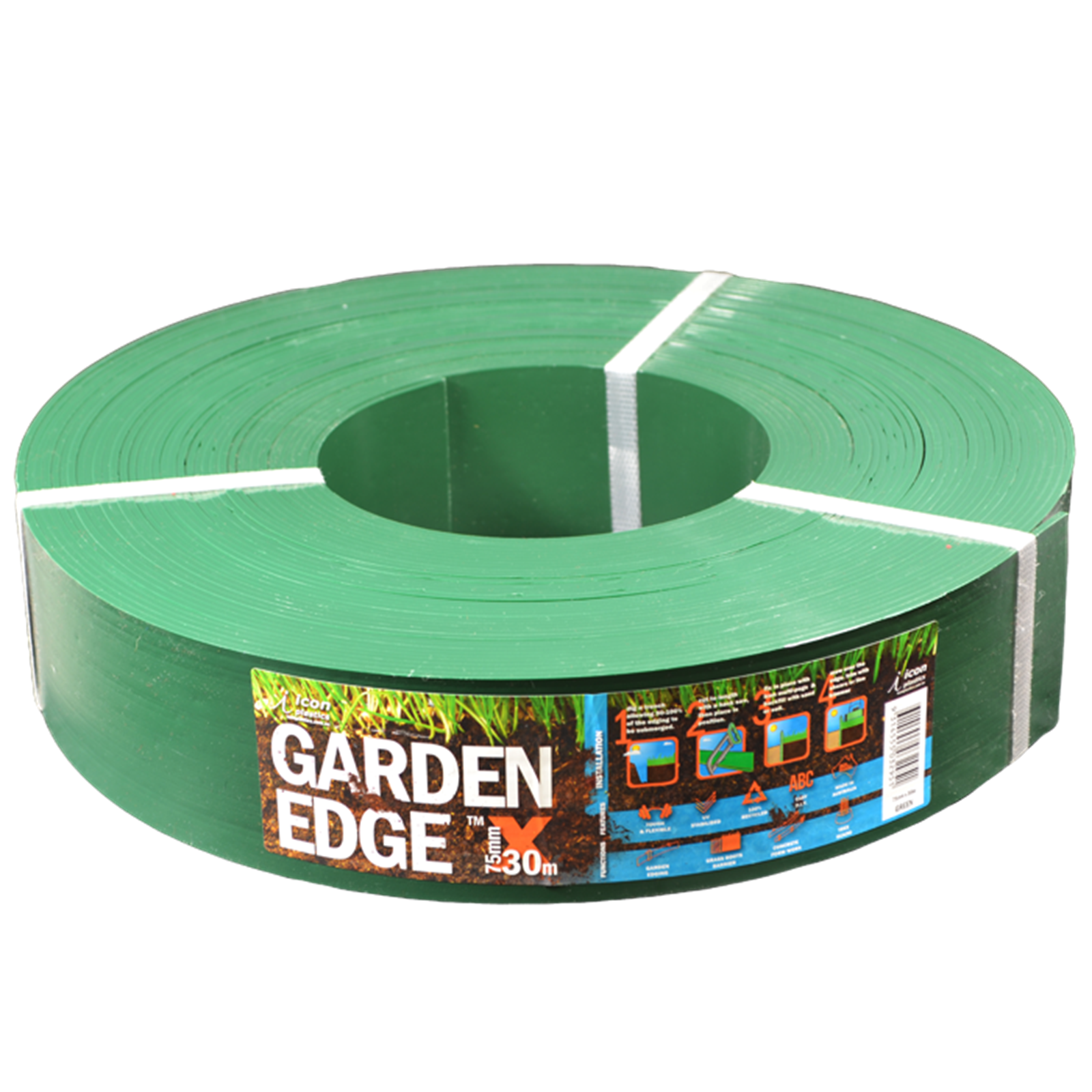 Icon Plastics 75mm x 30m Green Garden Edge