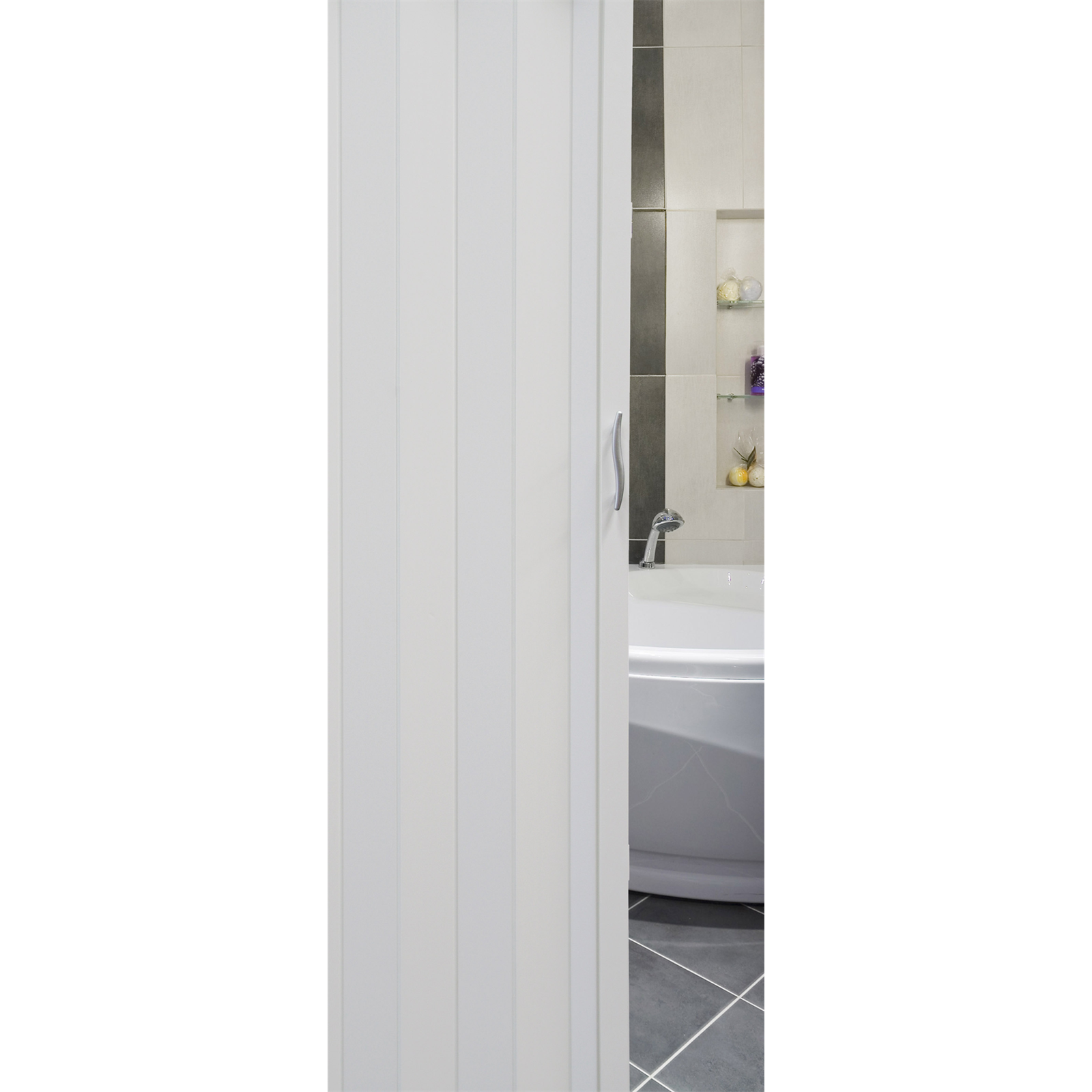 Pillar Products 82 x 203cm White Monaco PVC Concertina Door