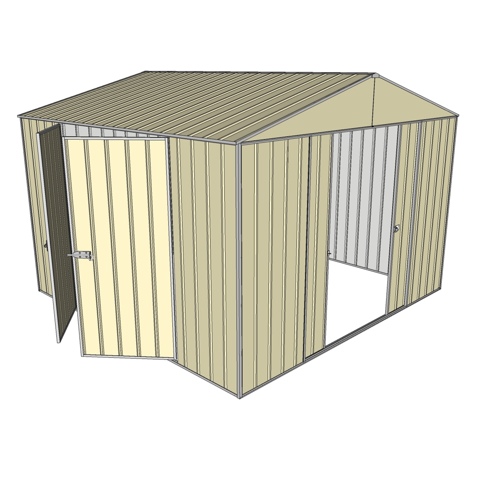 Build-a-Shed 3.0 x 3.0m Cream Double Sliding & Double Hinge Door Shed