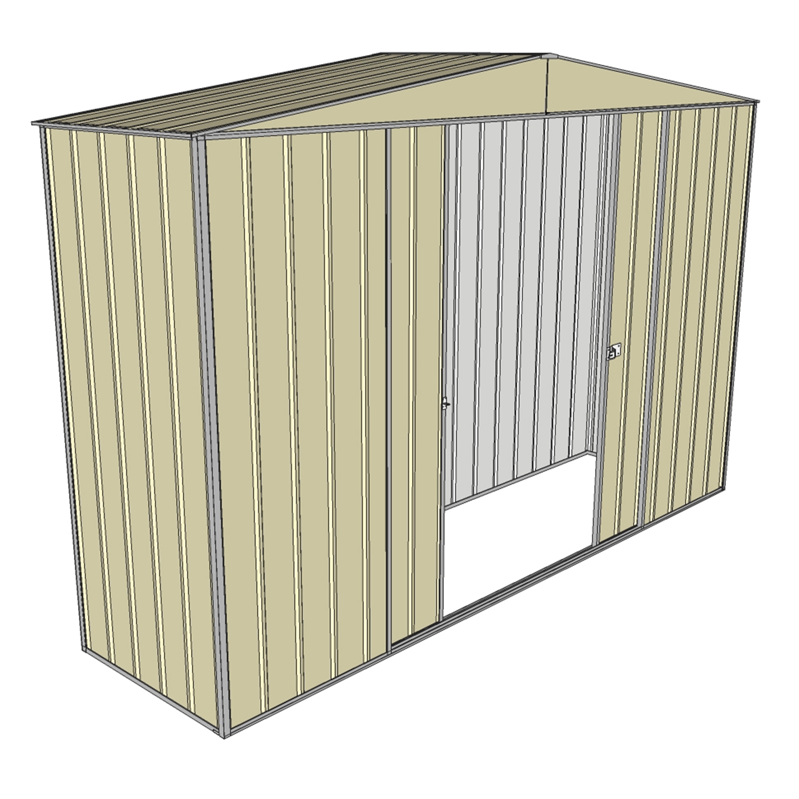Build-a-Shed 3.0 x 0.8m Cream Double Sliding Door Shed