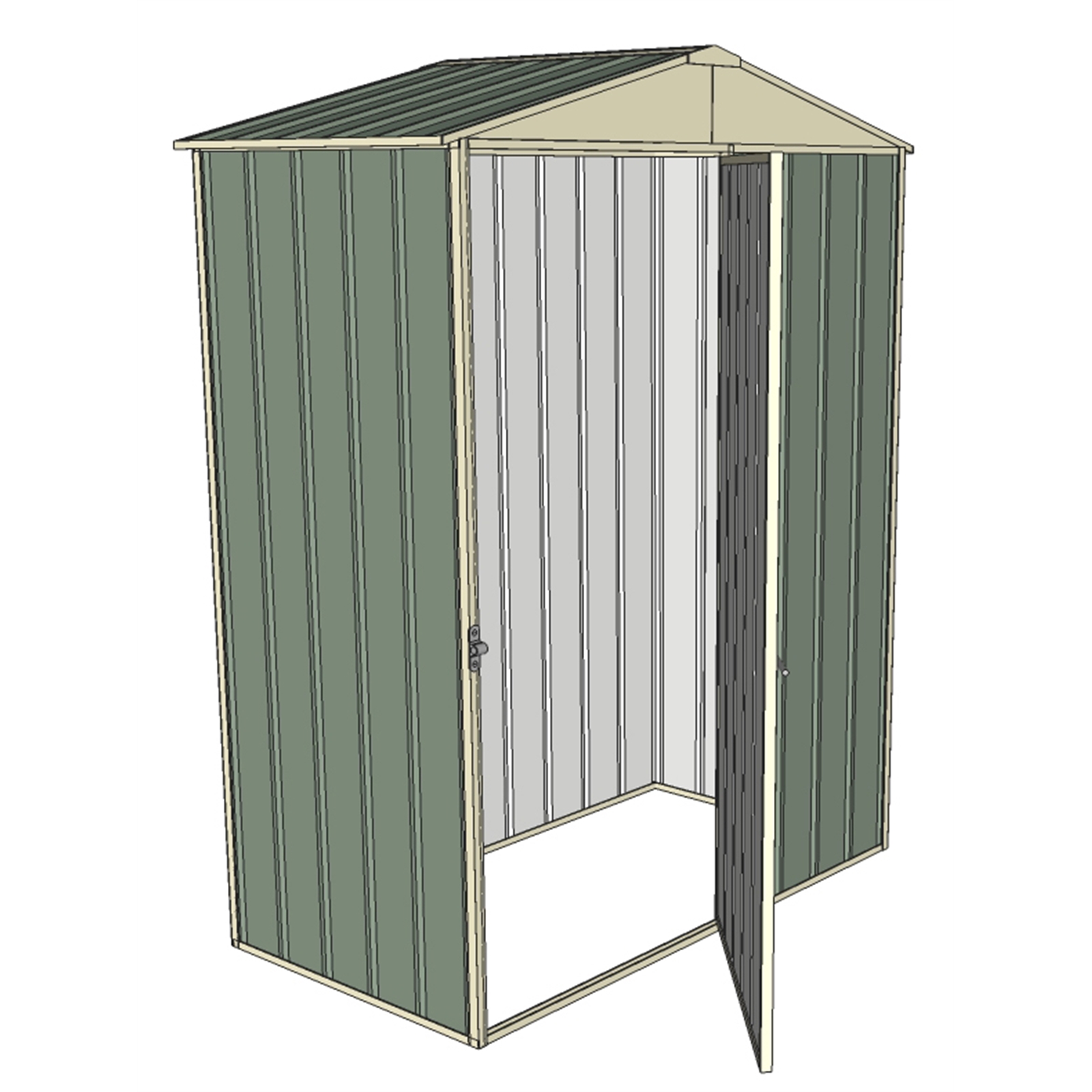 Build-a-Shed 1.5 x 2.3 x 0.8m Green Front Gable Single Hinged Door Narrow Shed