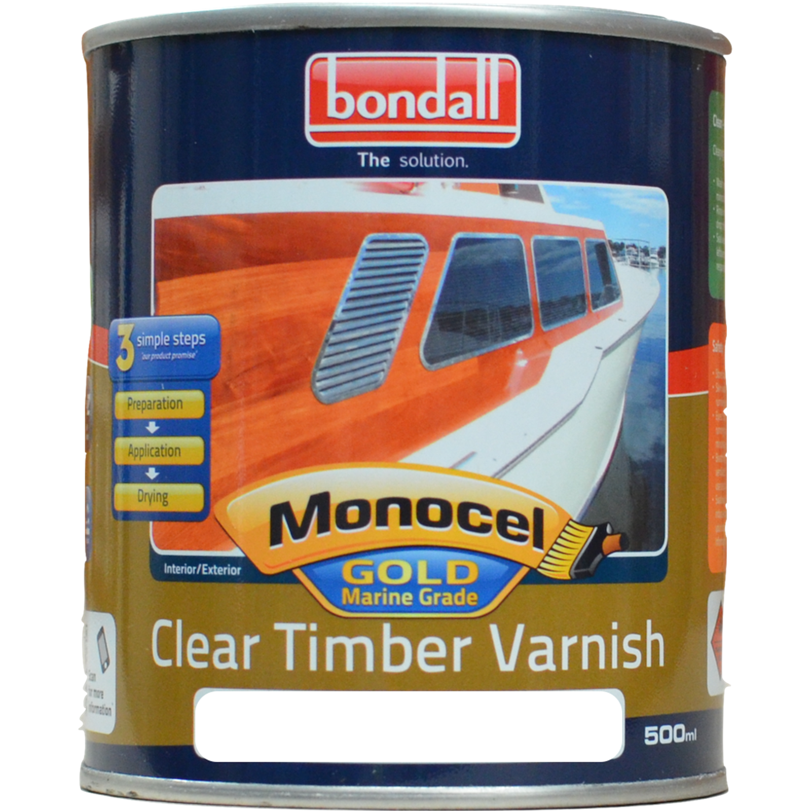 Bondall 500ml Satin Monocel Gold Marine Clear Timber Varnish