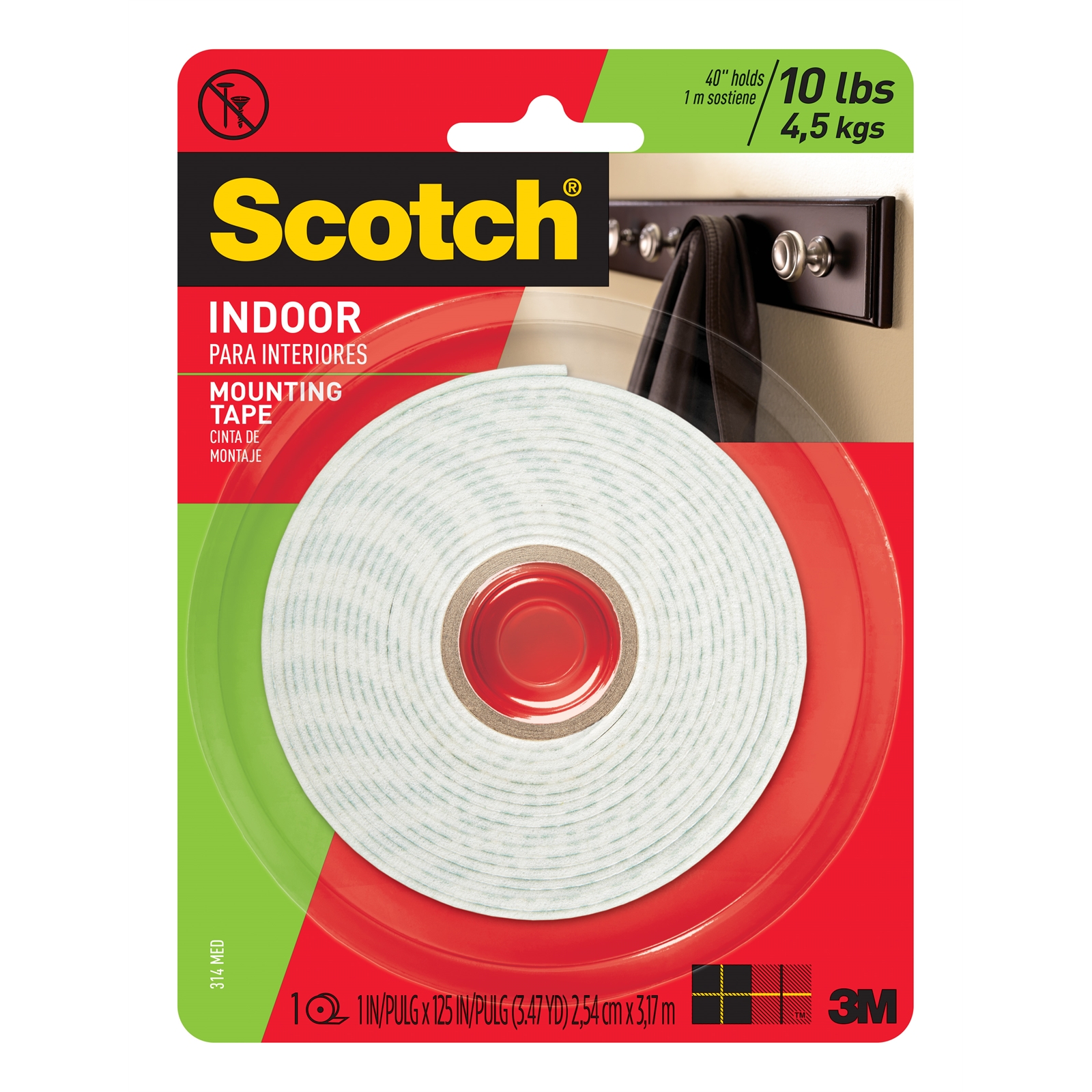 Scotch 2.5cm x 3.2m Indoor Mounting Tape