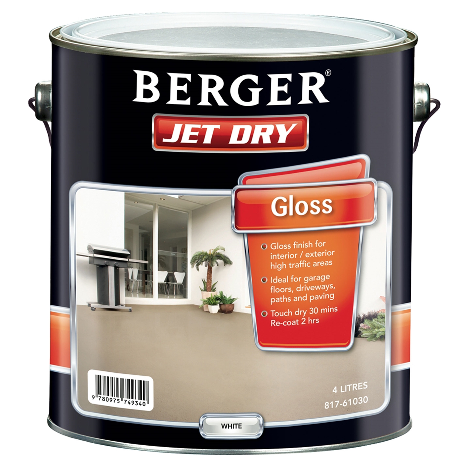 Berger Jet Dry 4L Gloss Extra Deep Paving Paint
