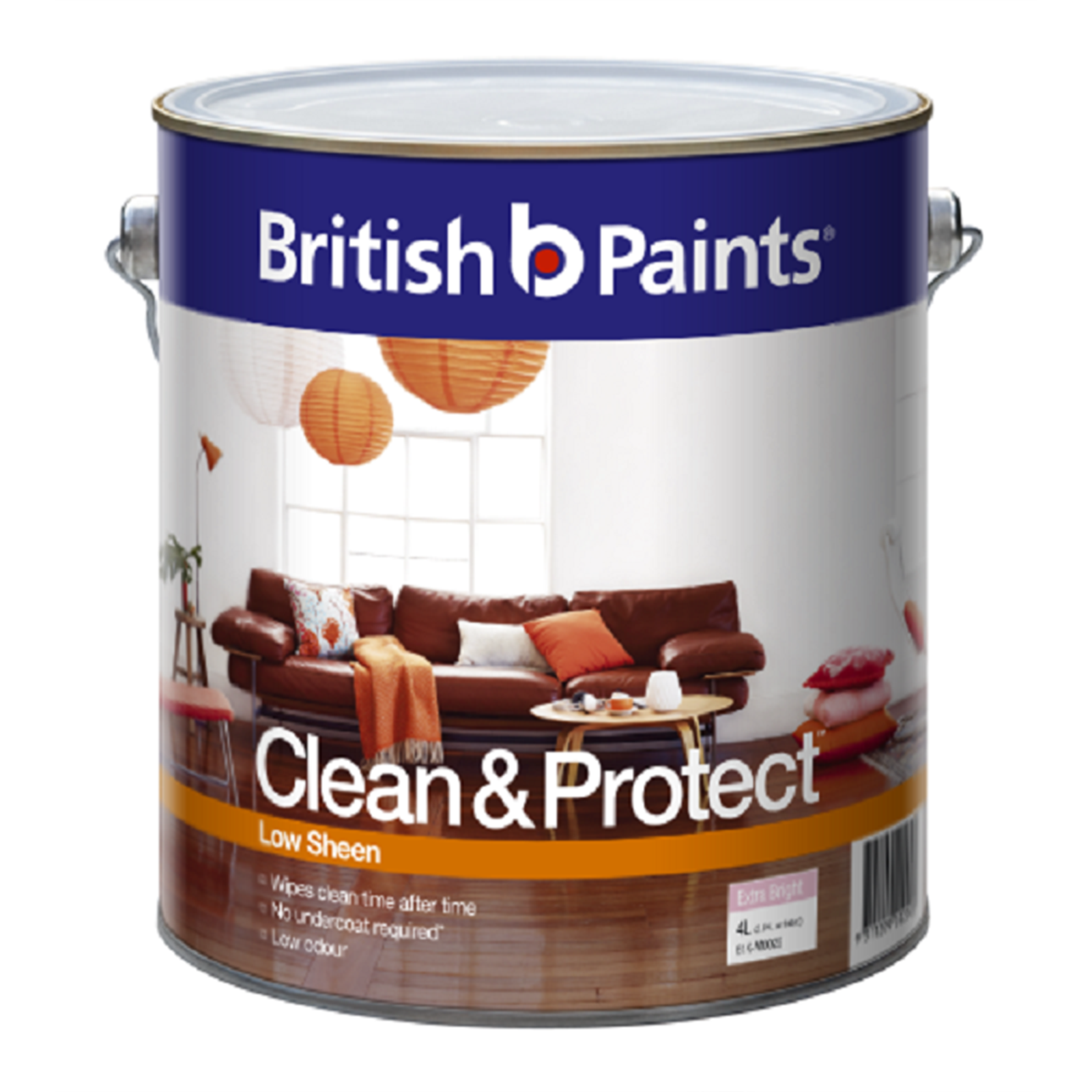 British Paints Clean & Protect 4L Low Sheen Extra Bright Interior Paint
