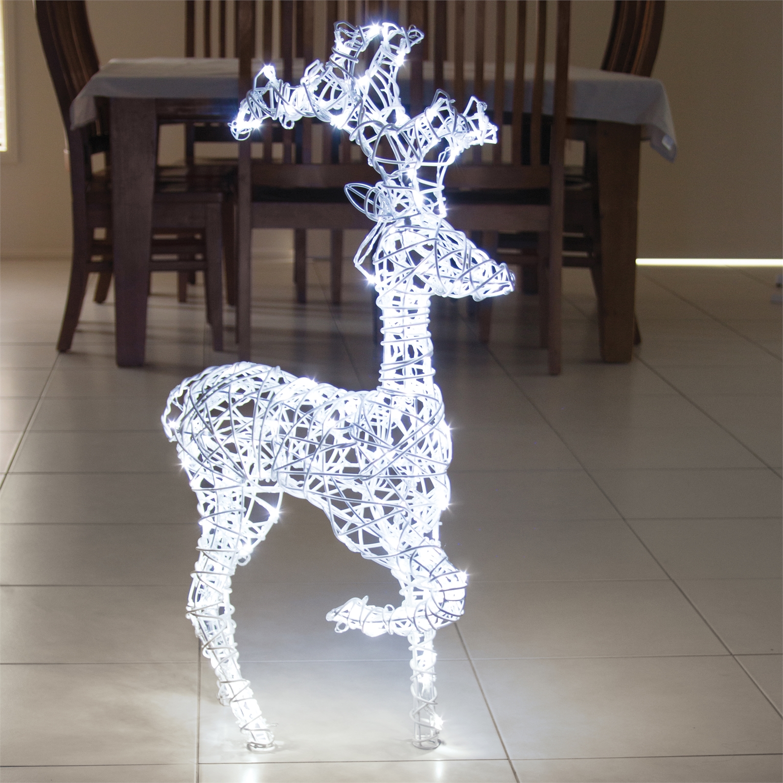 Lytworx 160 LED White Festive Kicking Reindeer Light Statue