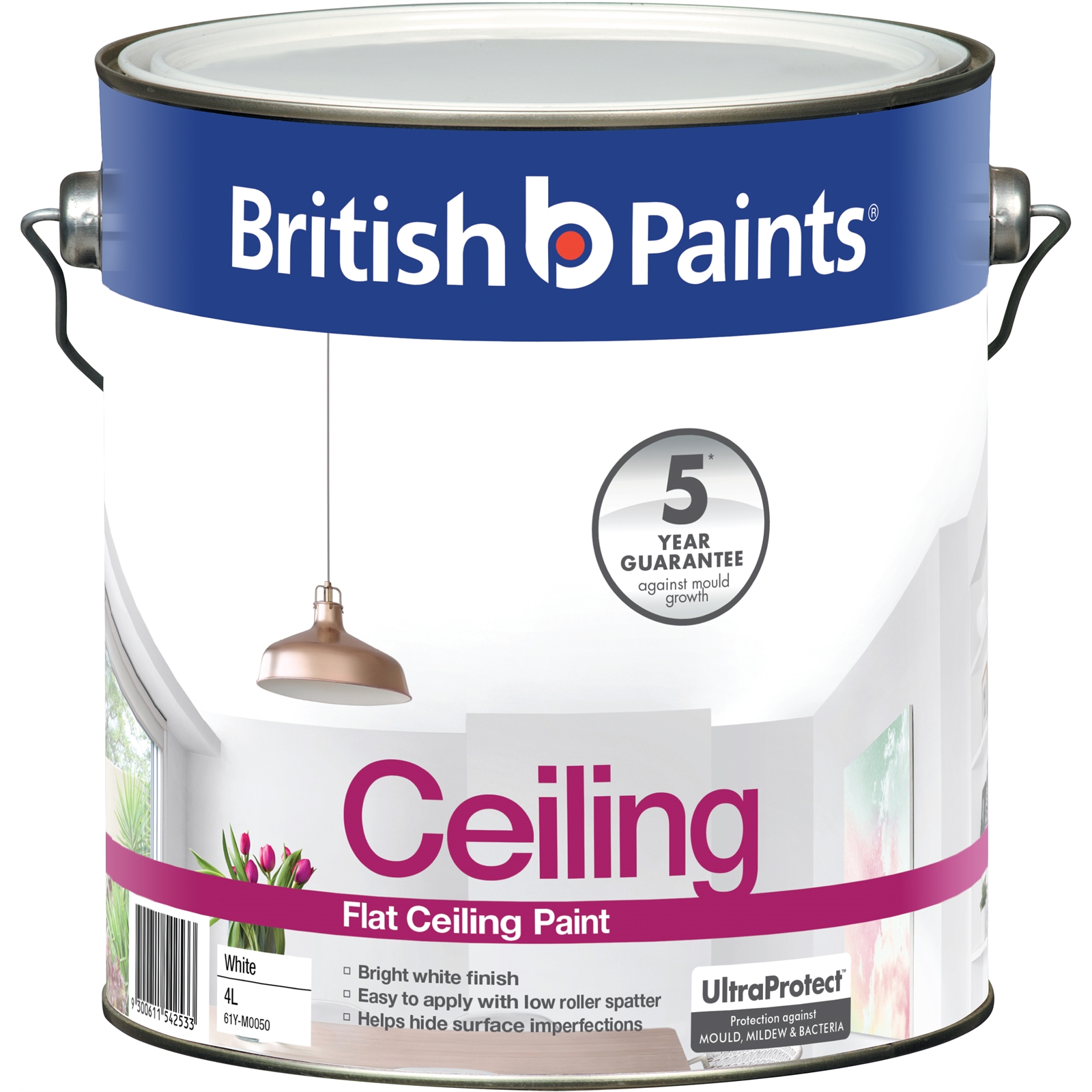 British Paints 4L Flat White Ceiling Paint