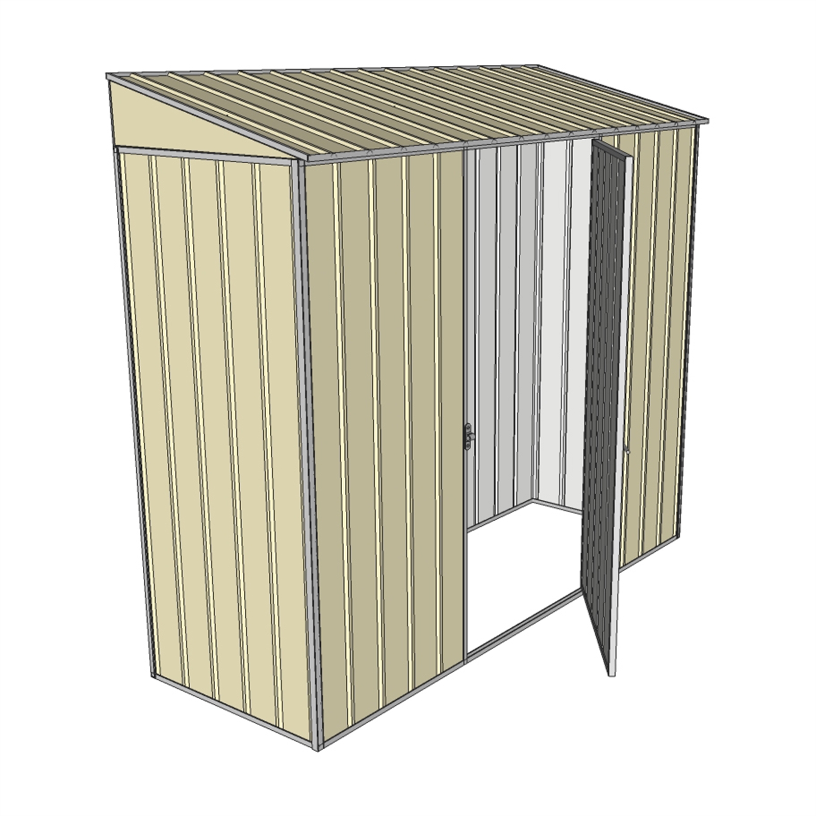 Build-a-Shed 2.3 x 2.0 x 0.8m Cream Skillion Single Hinged Door Narrow Shed