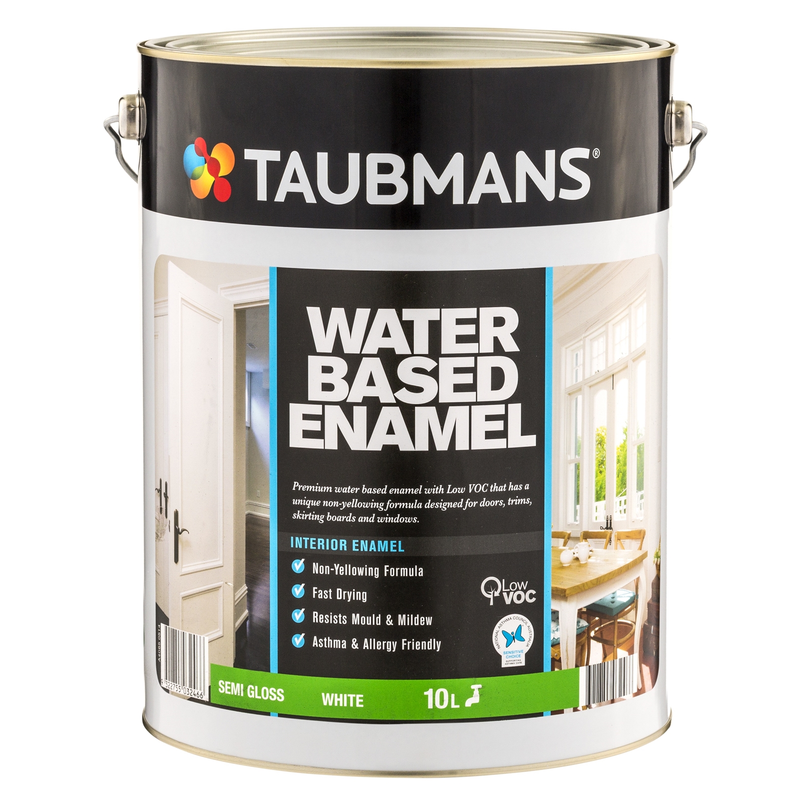 Taubmans 10L White Satin Water Based Enamel