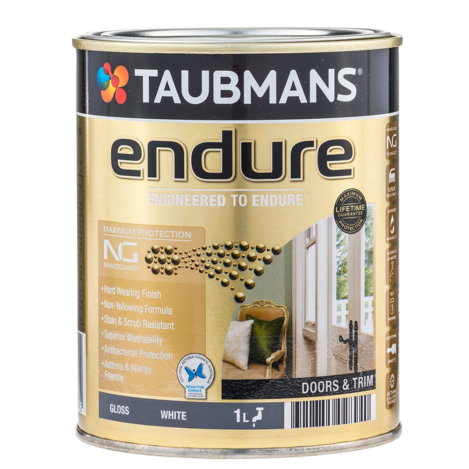 Taubmans Endure 1L White Gloss Interior Doors And Trim