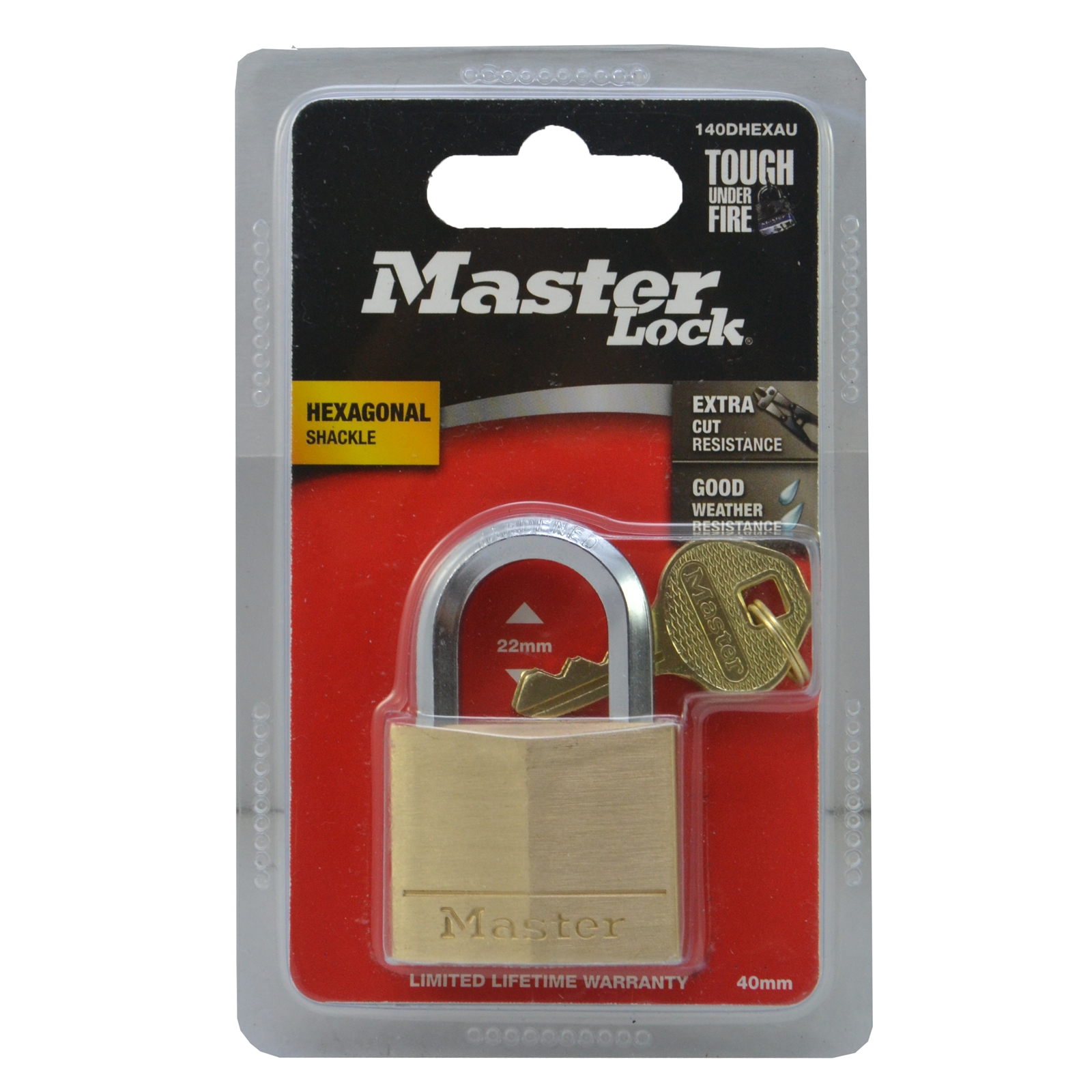 Master Lock 40mm Diamond Hex Brass Padlock