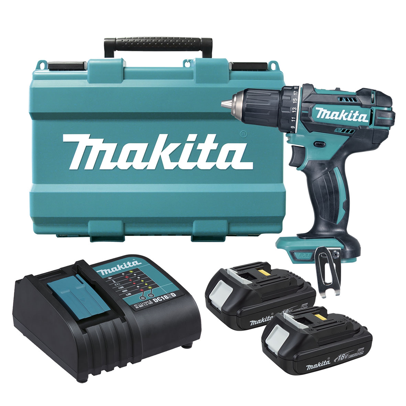 Makita 18v Li 2 x 1.5Ah Cordless Drill Driver Kit