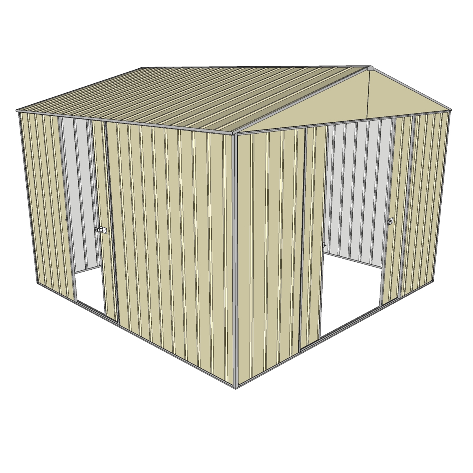 Build-a-Shed 3.0 x 3.0m Cream Triple Sliding Door Shed