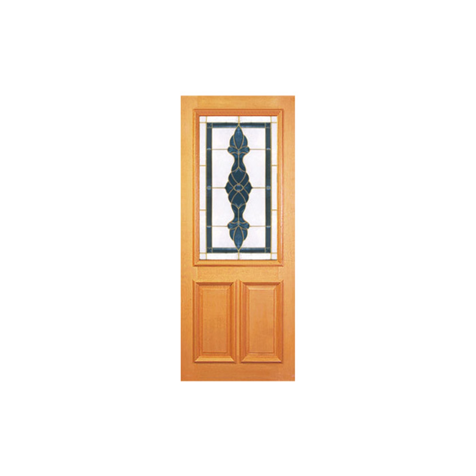 Woodcraft Doors 2040 x 820 x 40mm Blue Leadlight Half Lite Entrance Door