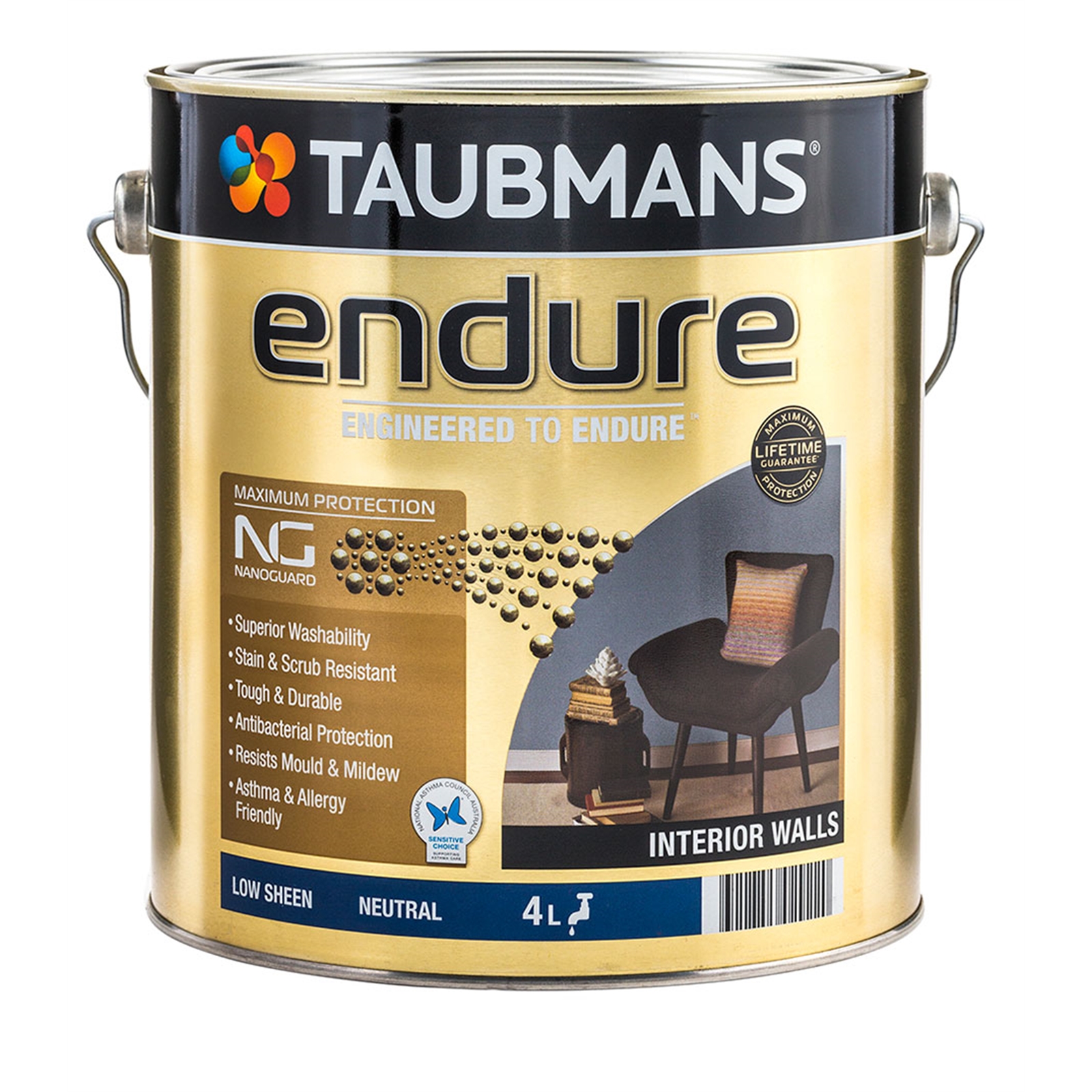 Taubmans Endure 4L Neutral Low Sheen Interior Walls