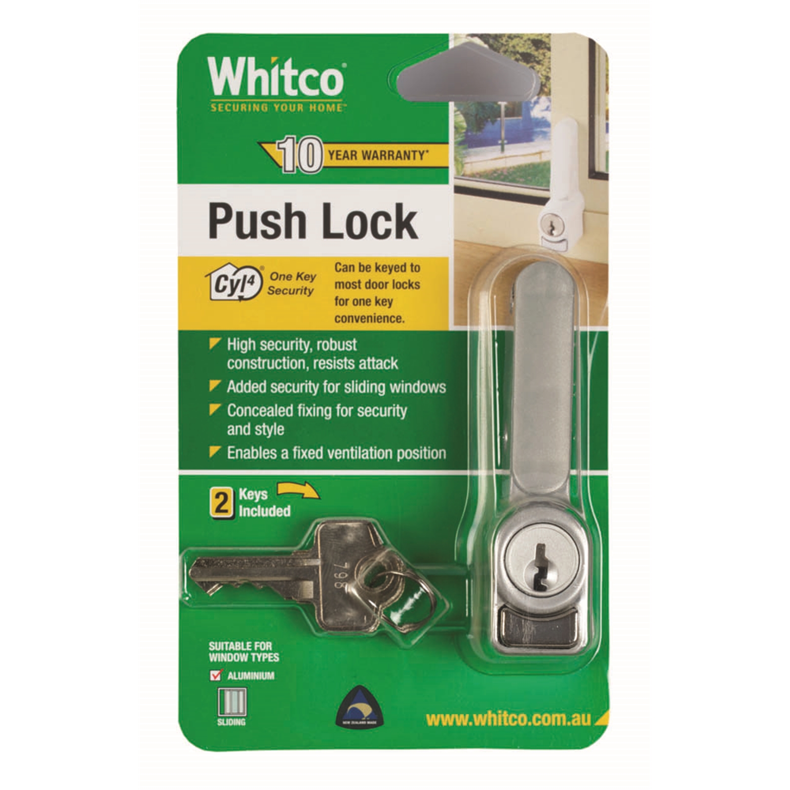 Whitco Silver CYL4 Sliding Lock