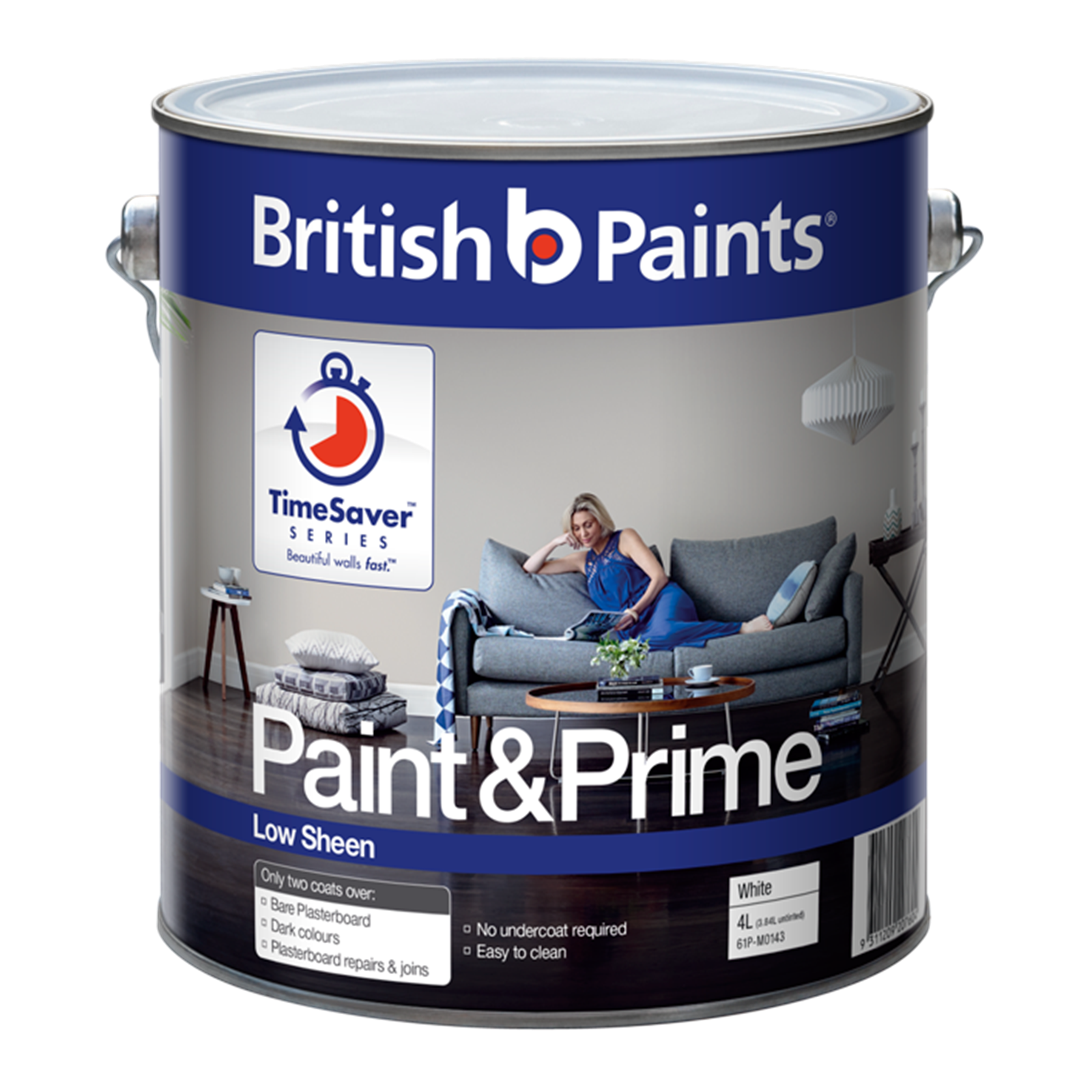 British Paints 4L White Interior Low Sheen Paint & Prime