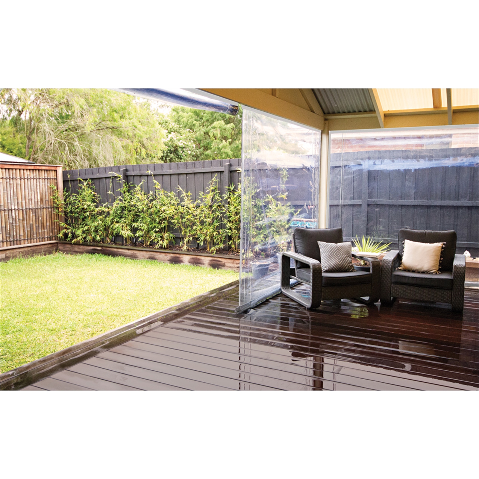 Bistro Blinds PVC Outdoor Blind 2400mm x 2400mm Charcoal / Black