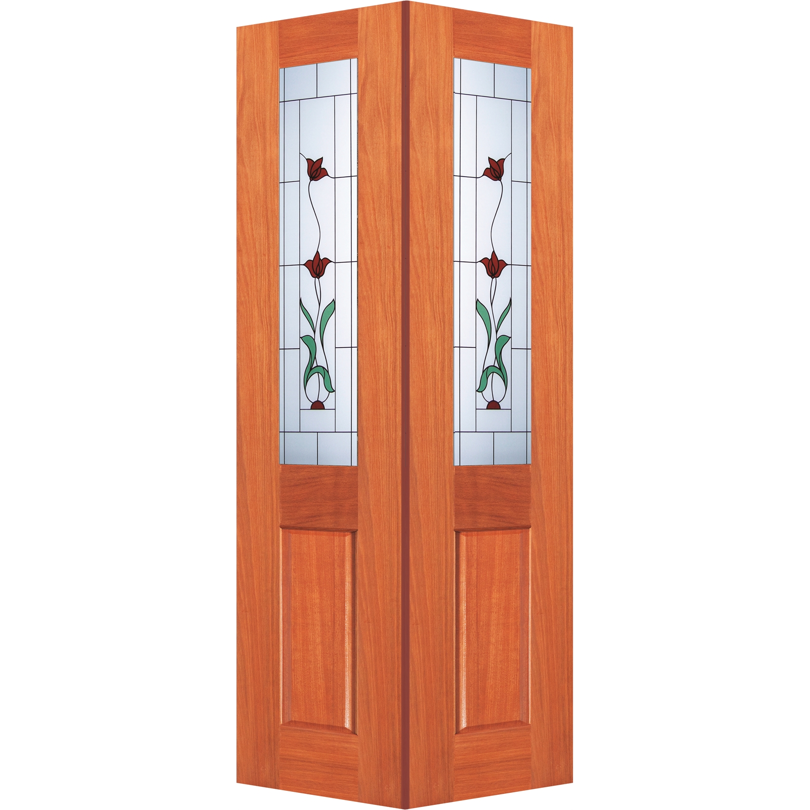 Woodcraft Doors 2040 x 820 x 35mm Cass Bifold Internal Door With Creeping Flower Frosted Glass