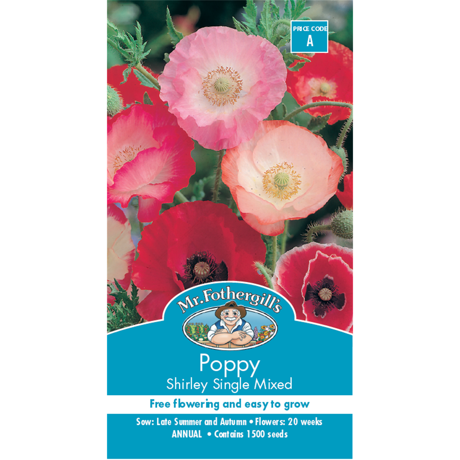 Mr Fothergill's Poppy Shirley Single Mixed Flower Seeds