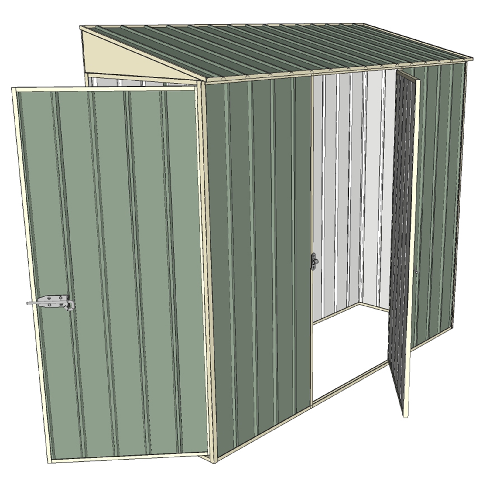 Build-a-Shed 2.3 x 0.8m Green Dual Hinge Door Narrow Shed
