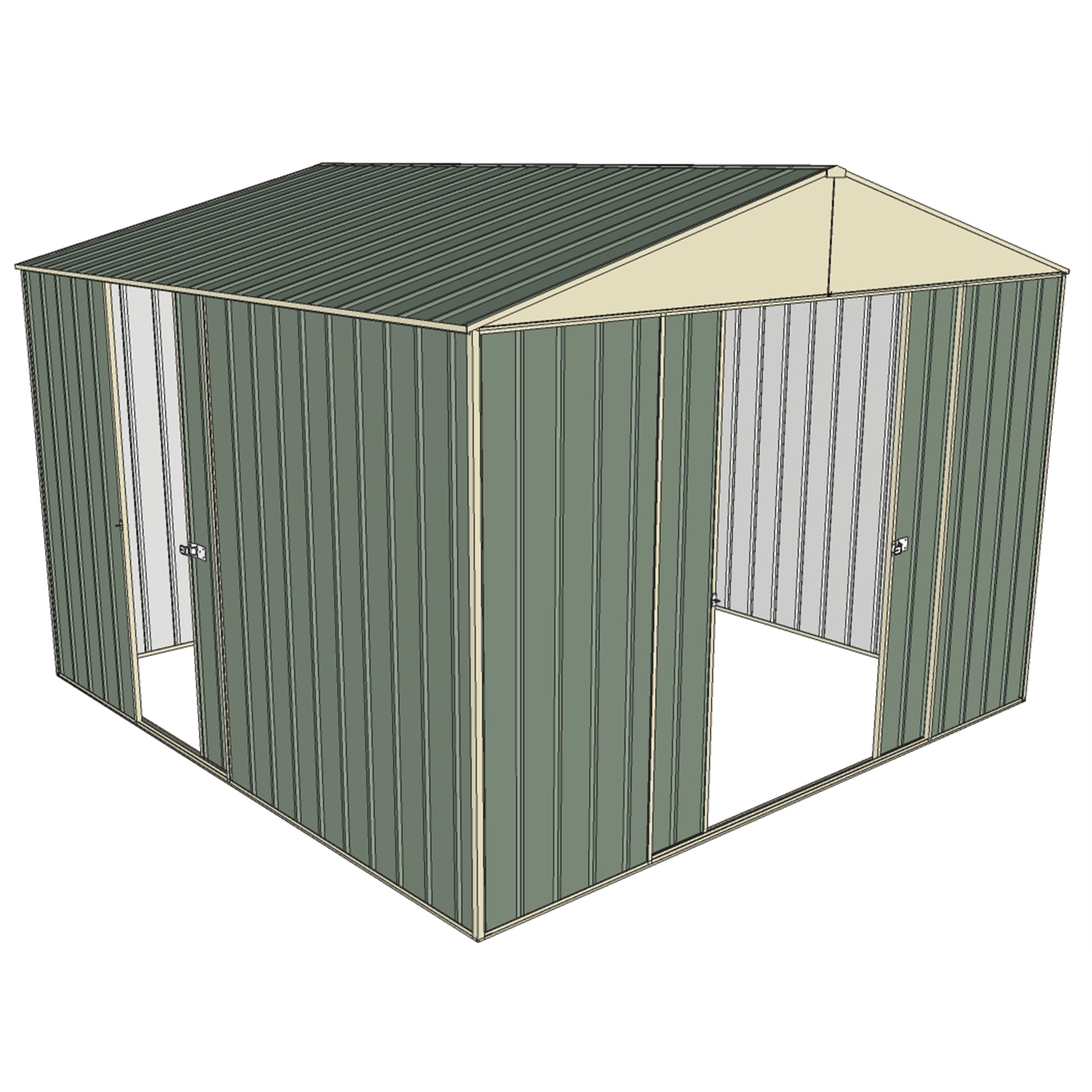 Build-a-Shed 3.0 x 2.3 x 3.0m Green Triple Sliding Door Shed