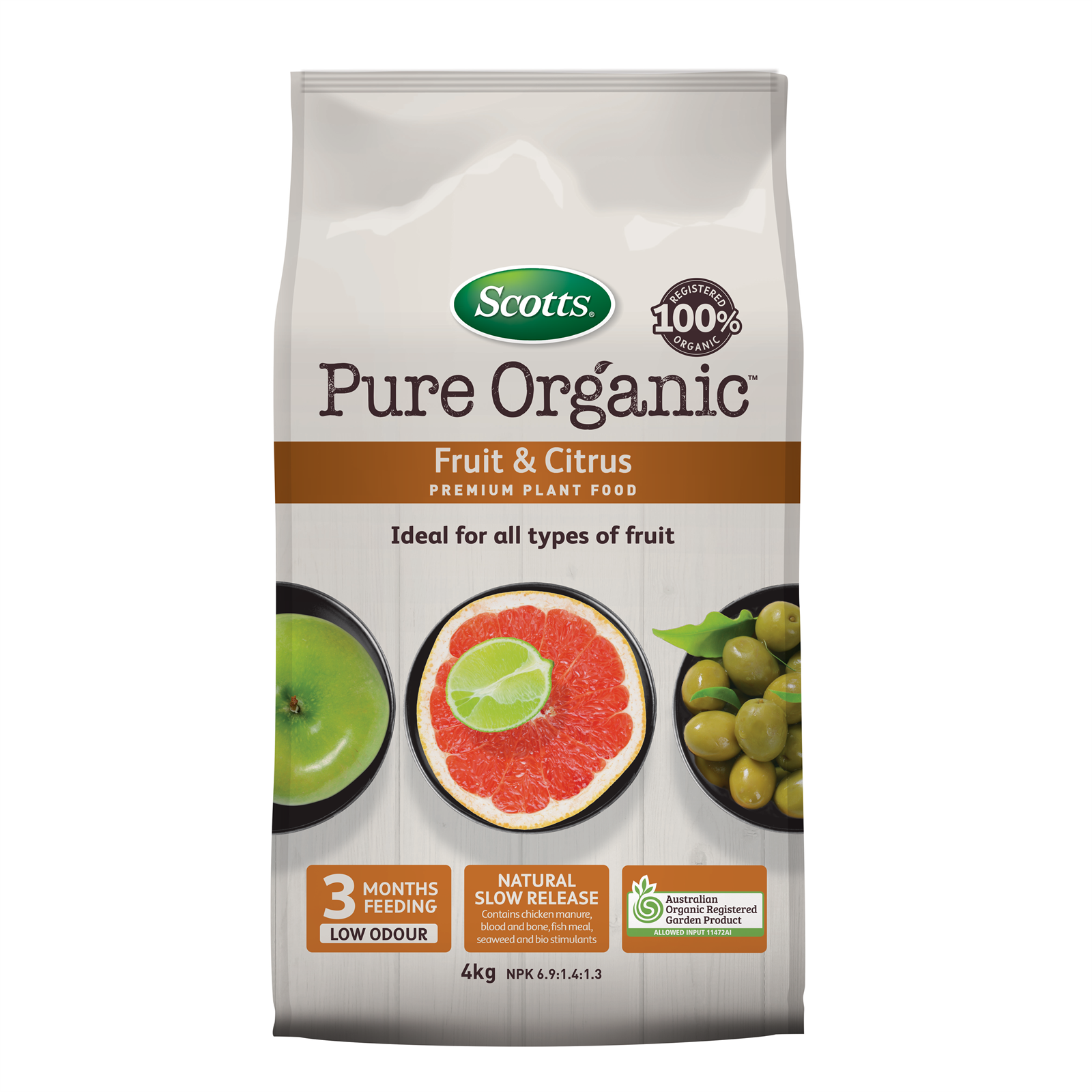 Scotts Pure Organic 4kg Premium Fruit And Citrus Plant Food