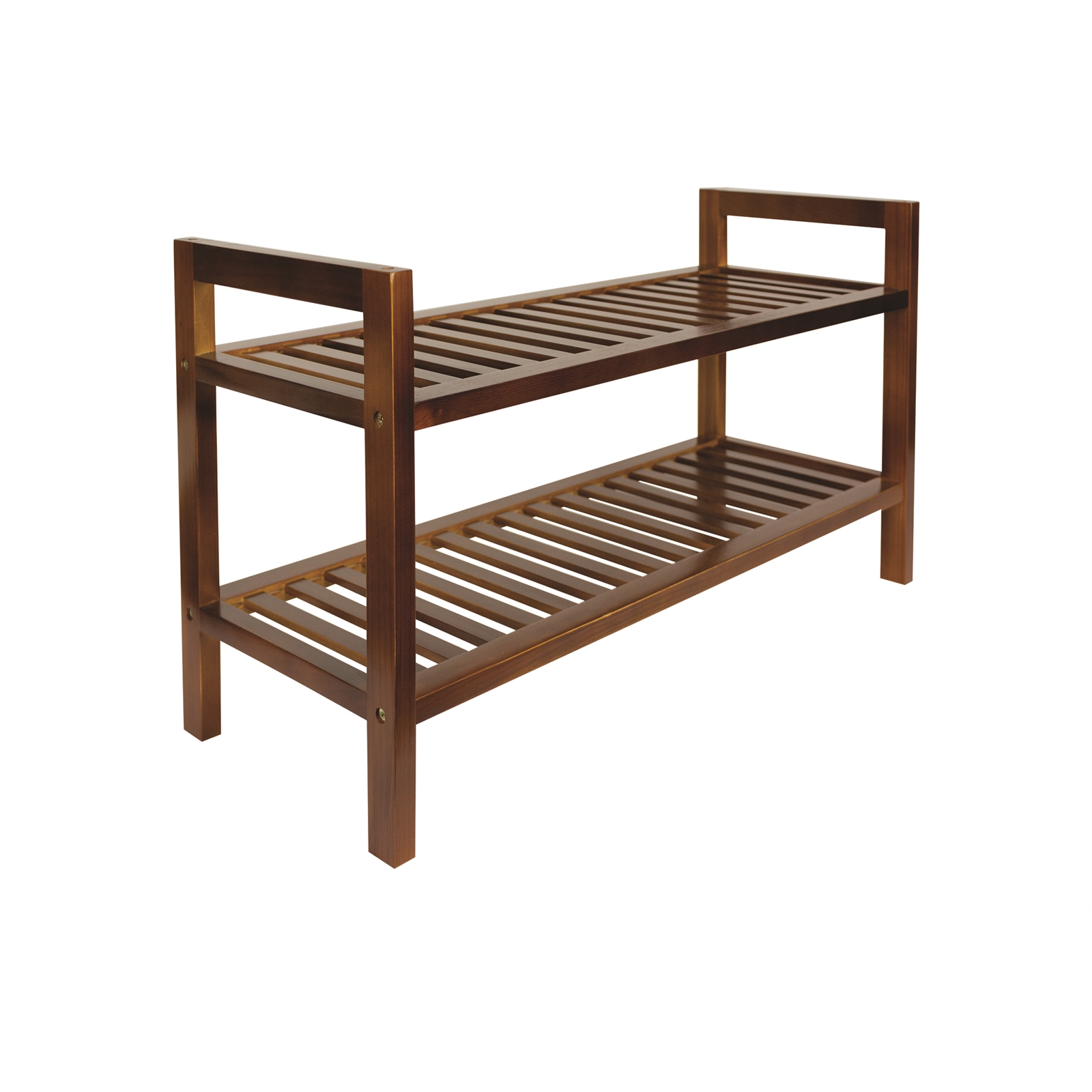 All Set 2 Tier Brown Wooden Shoe Rack Bunnings Warehouse