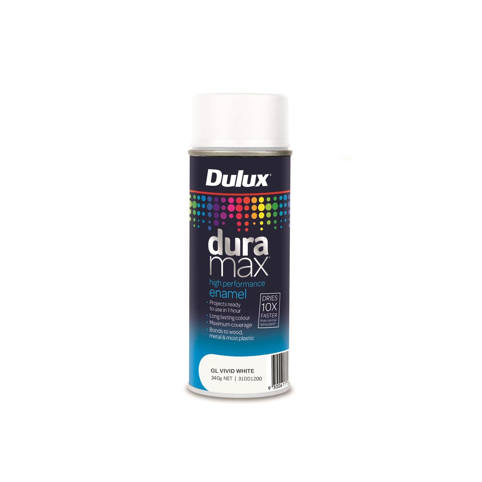 Dulux Duramax 340g Gloss Vivid White Spray Paint