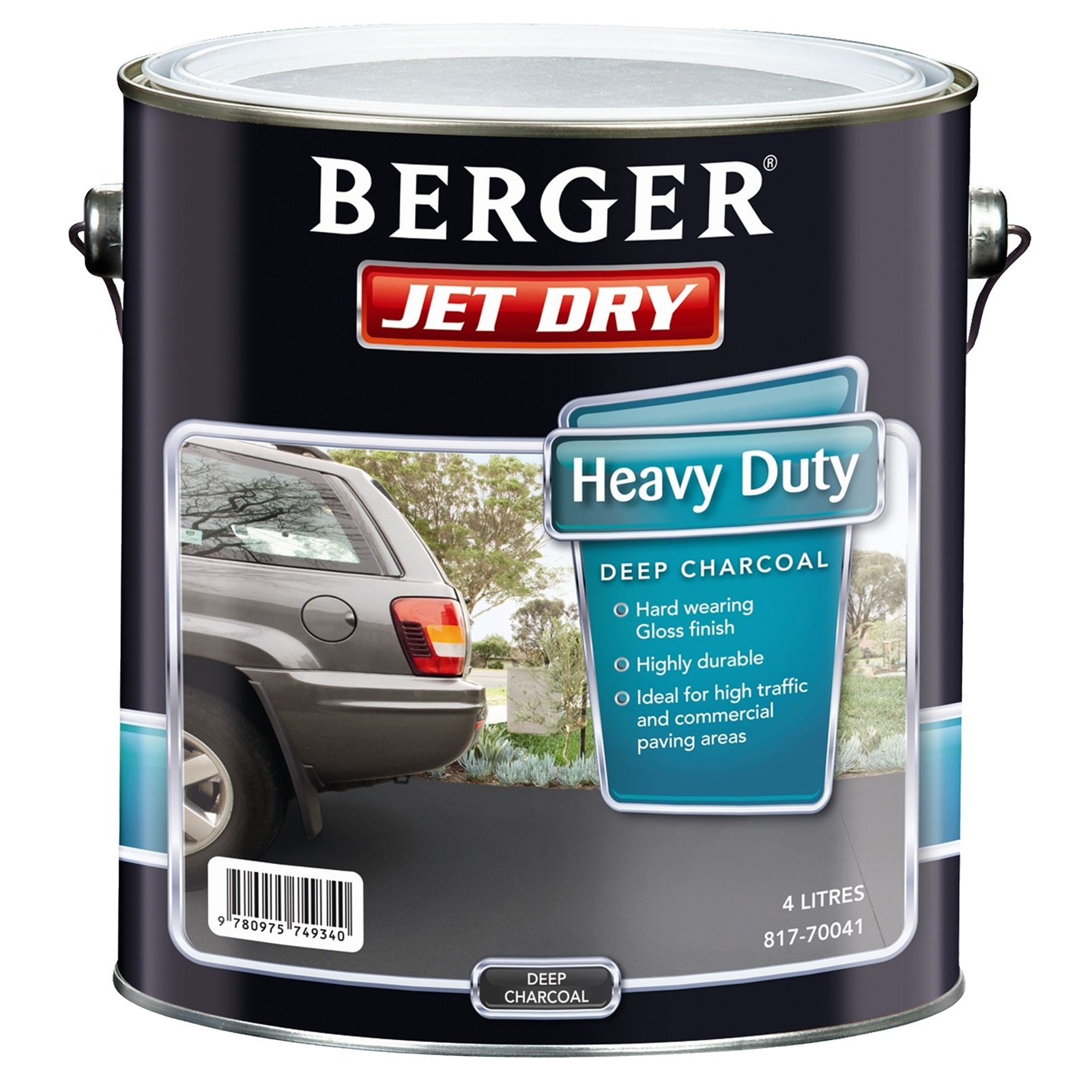 Berger Jet Dry 4L Heavy Duty Deep Charcoal Paving Paint