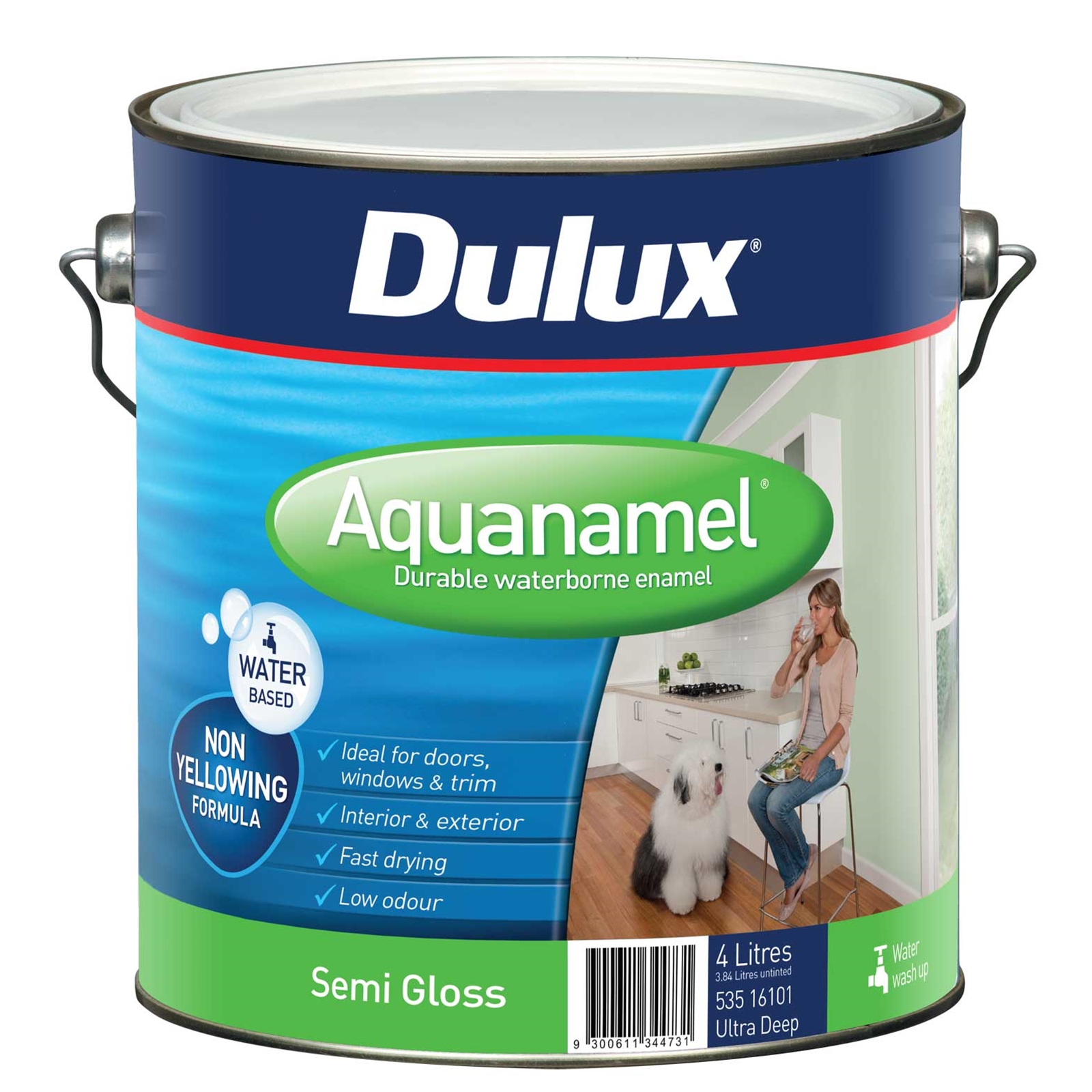Dulux Aquanamel 4L Ultra Deep Base Semi Gloss Enamel Paint