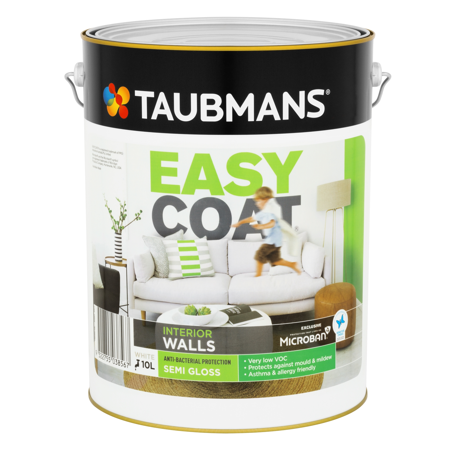 Taubmans Semi Gloss White Easycoat Interior Wall Paint - 10L Semi Gloss ...