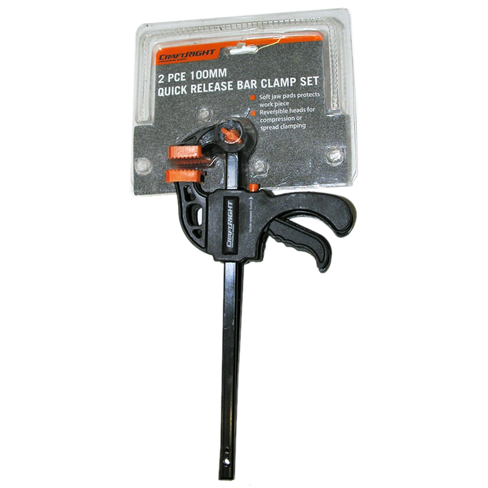 Craftright 100mm Quick Release Bar Clamp 2 Pack Bunnings Warehouse