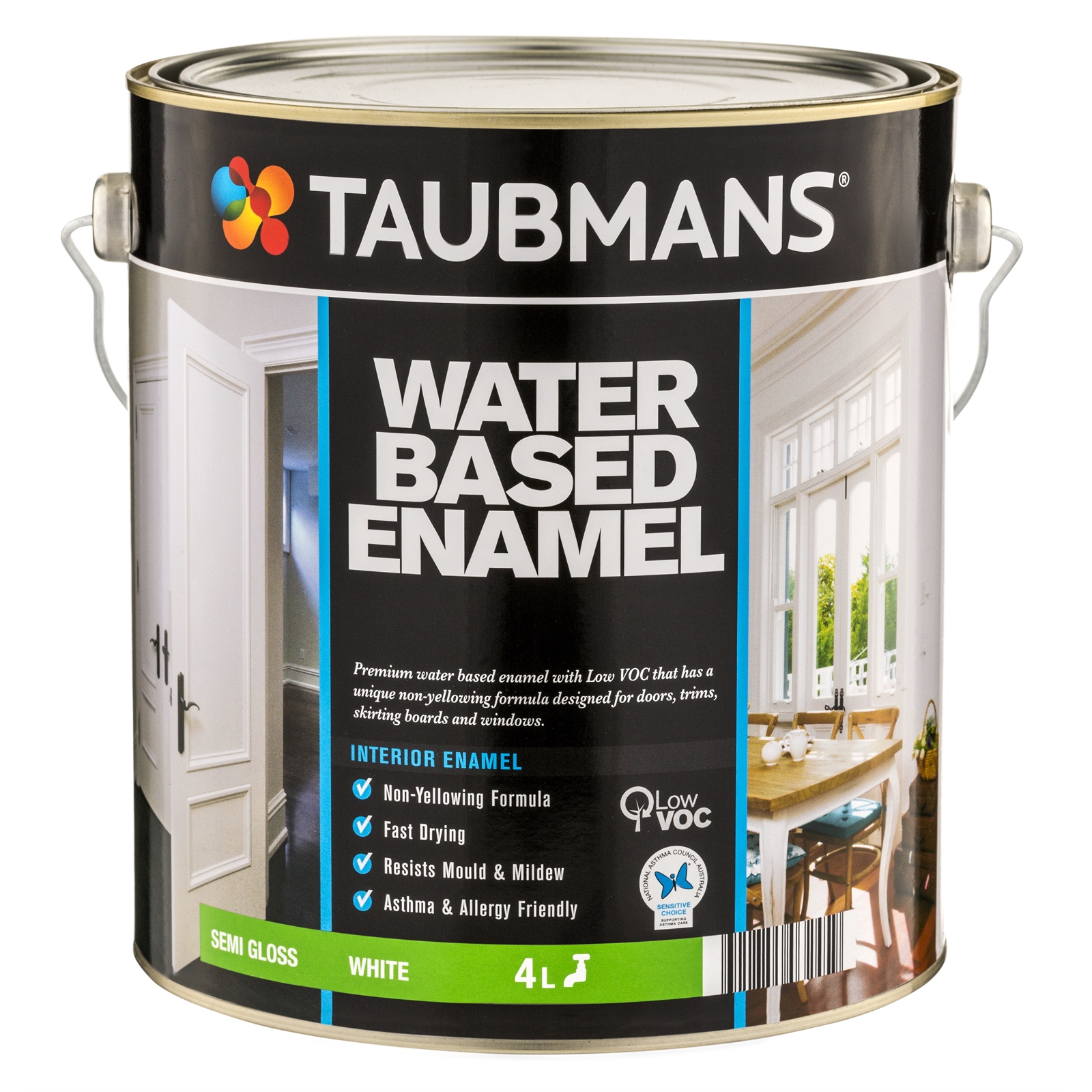 Taubmans 4L White Satin Water Based Enamel