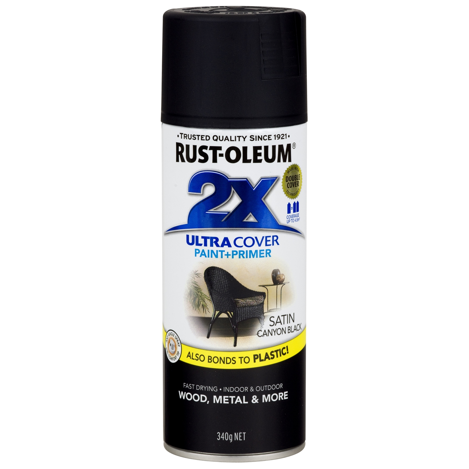 Rust-Oleum 340g Ultra Cover 2X Satin Canyon Black Spray Paint