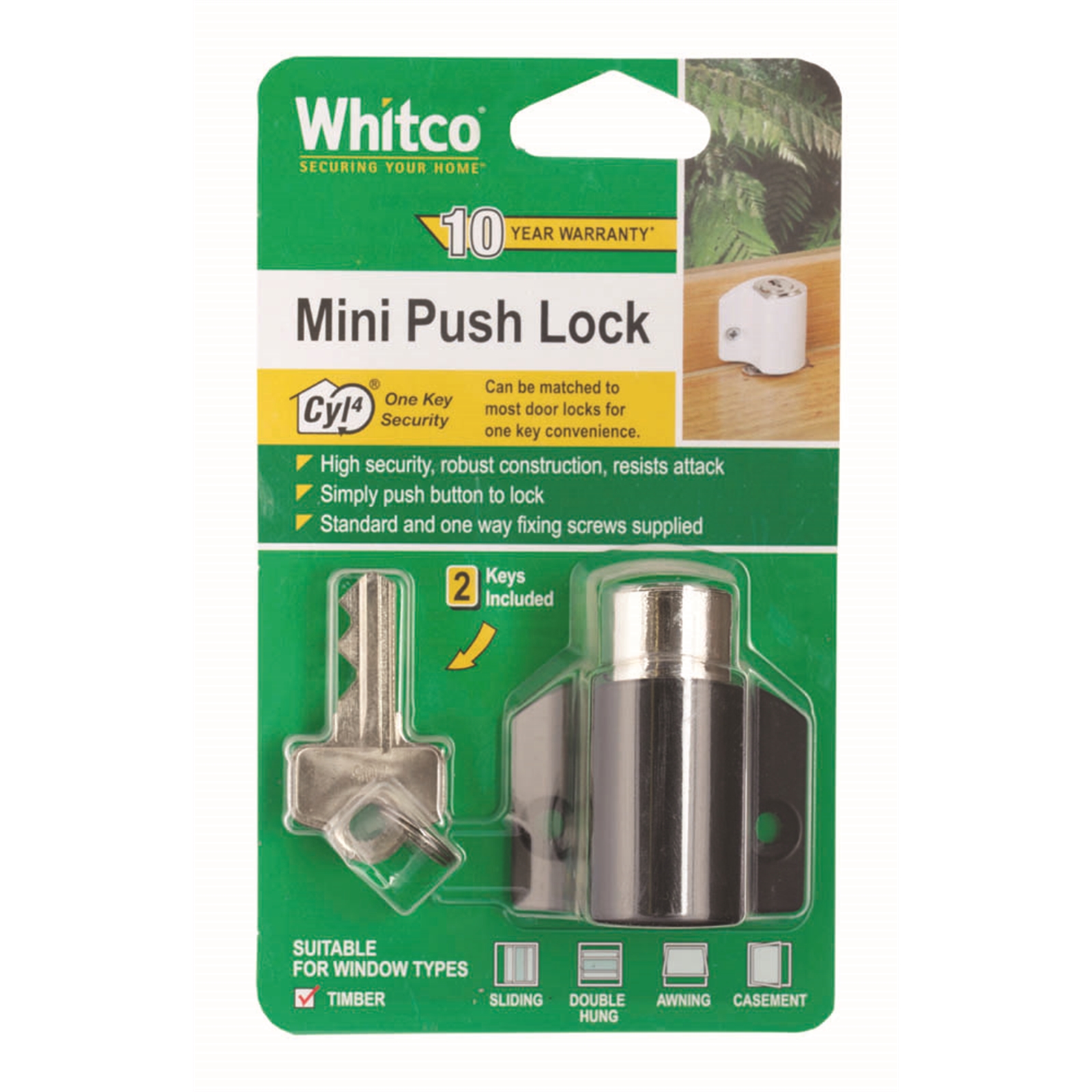 Whitco Black CYL4 Mini Push Lock
