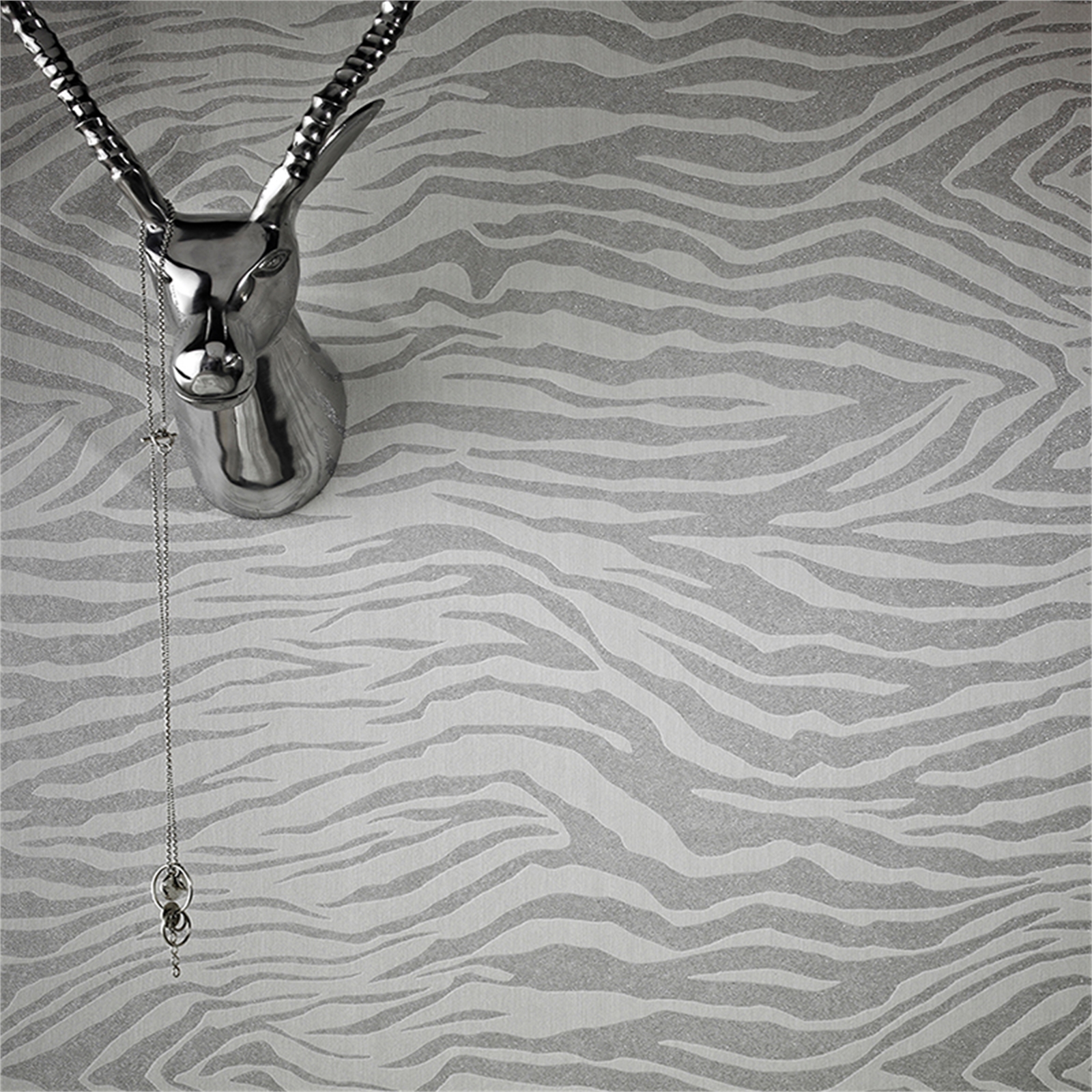 Superfresco Easy Zebra Silver Glitter 52cm x 10m Wallpaper