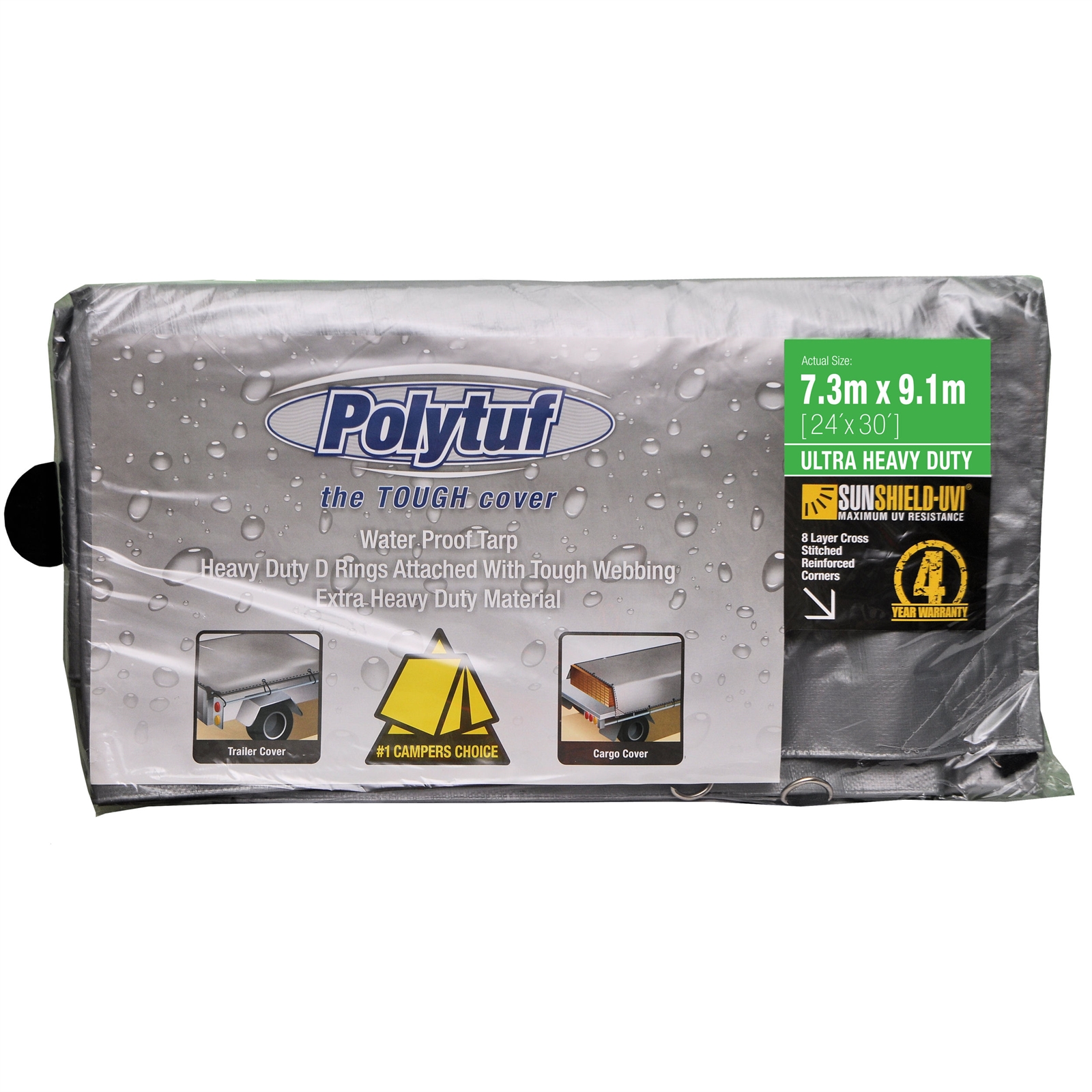 Polytuf 7.3 x 9.1m Silver and Black Extra Heavy Duty Tarpaulin