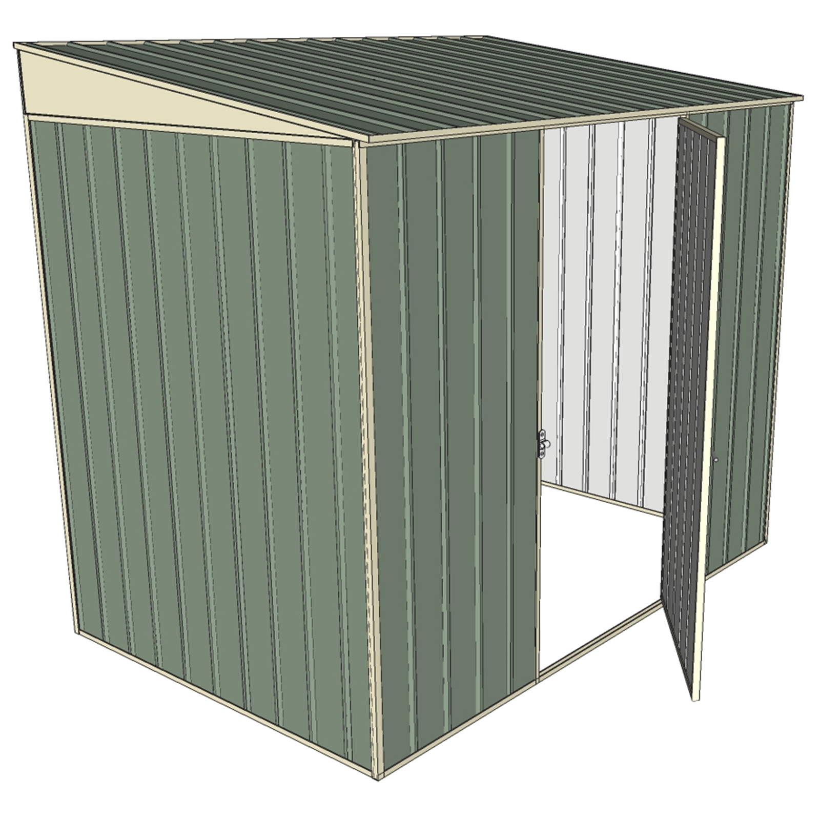 Build-a-Shed 2.3 x 1.5m Green Skillion Single Hinged Door Narrow Shed