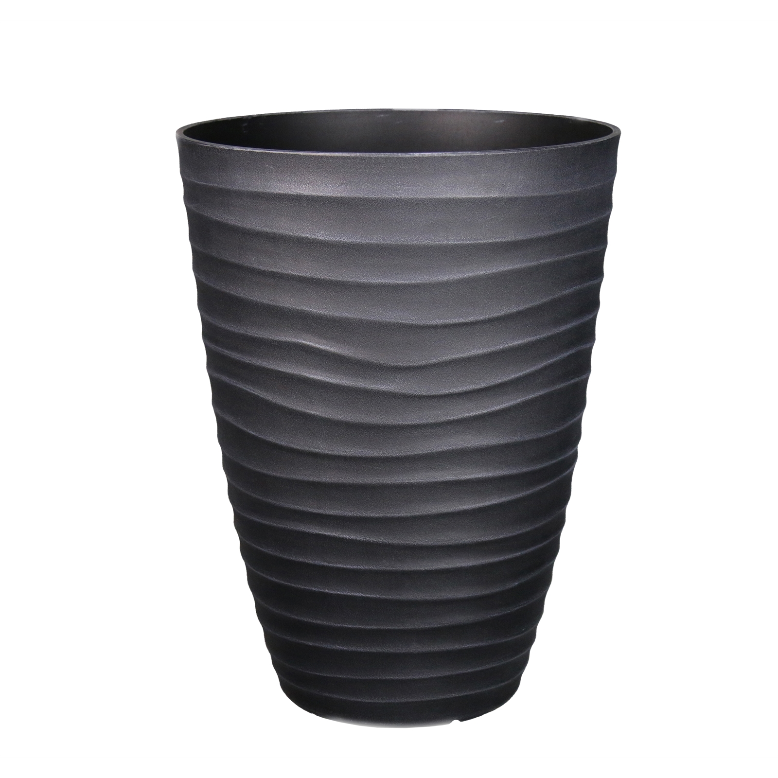 Eden 40cm Charcoal Plastic Tall Wavy Planter Pot Bunnings Warehouse